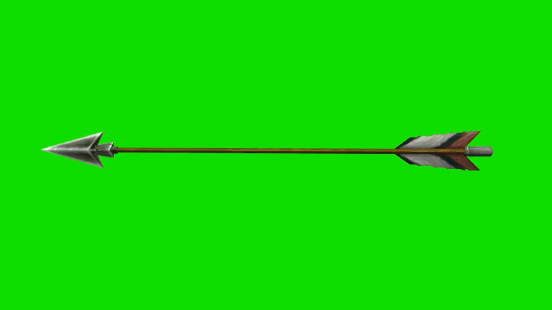 Camera Follows Flying Shooting Arrow on a Green Screen Background