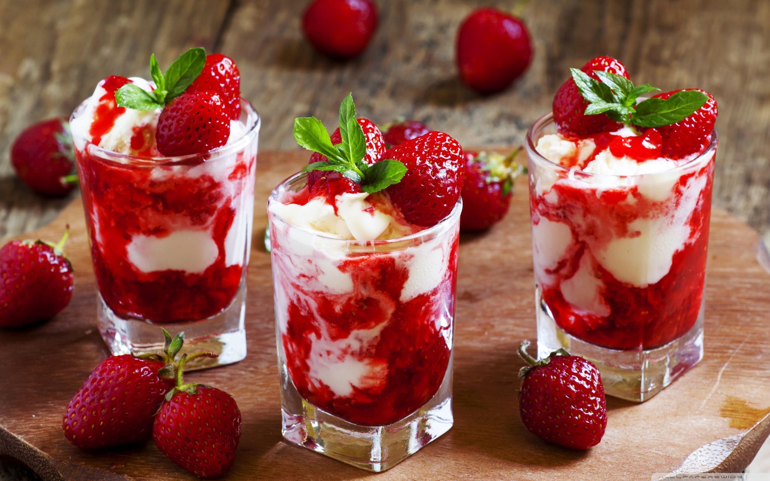 Strawberry Ice Cream Dessert ❤ 4K HD Desktop Wallpaper for 4K Ultra