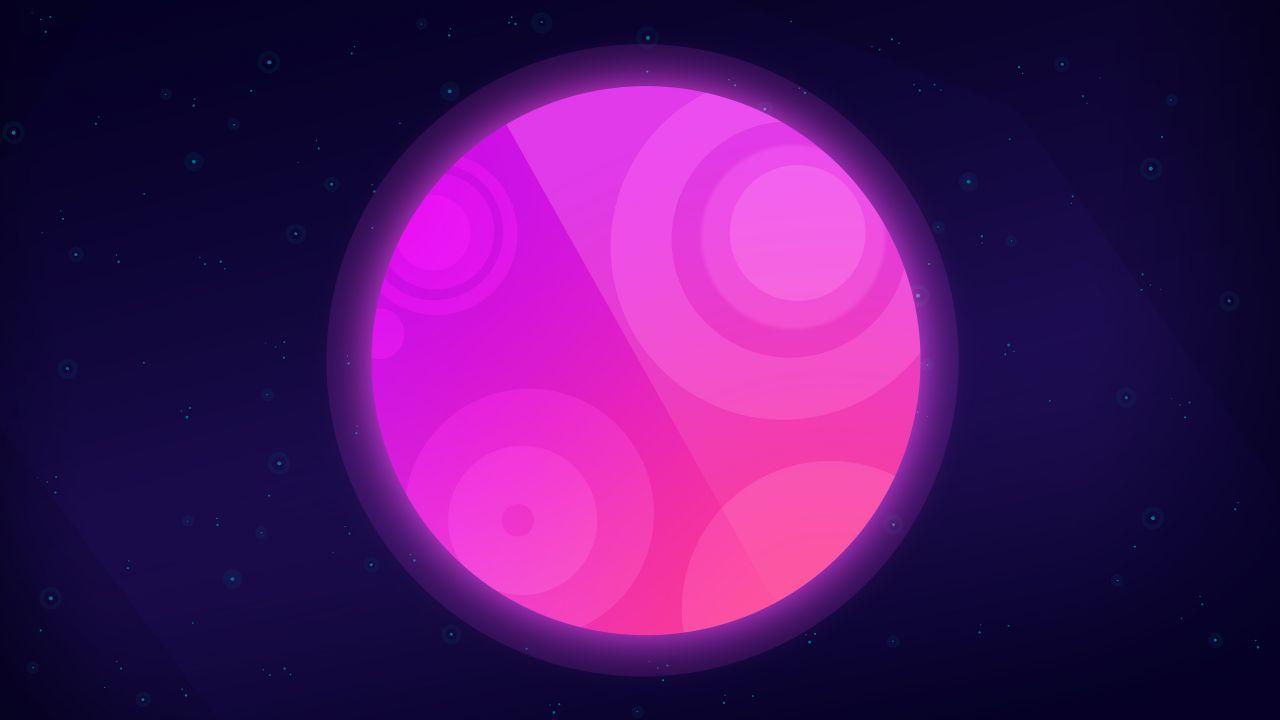 Wallpaper Moon, Neon, Pink, Planet, 4K, Creative Graphics