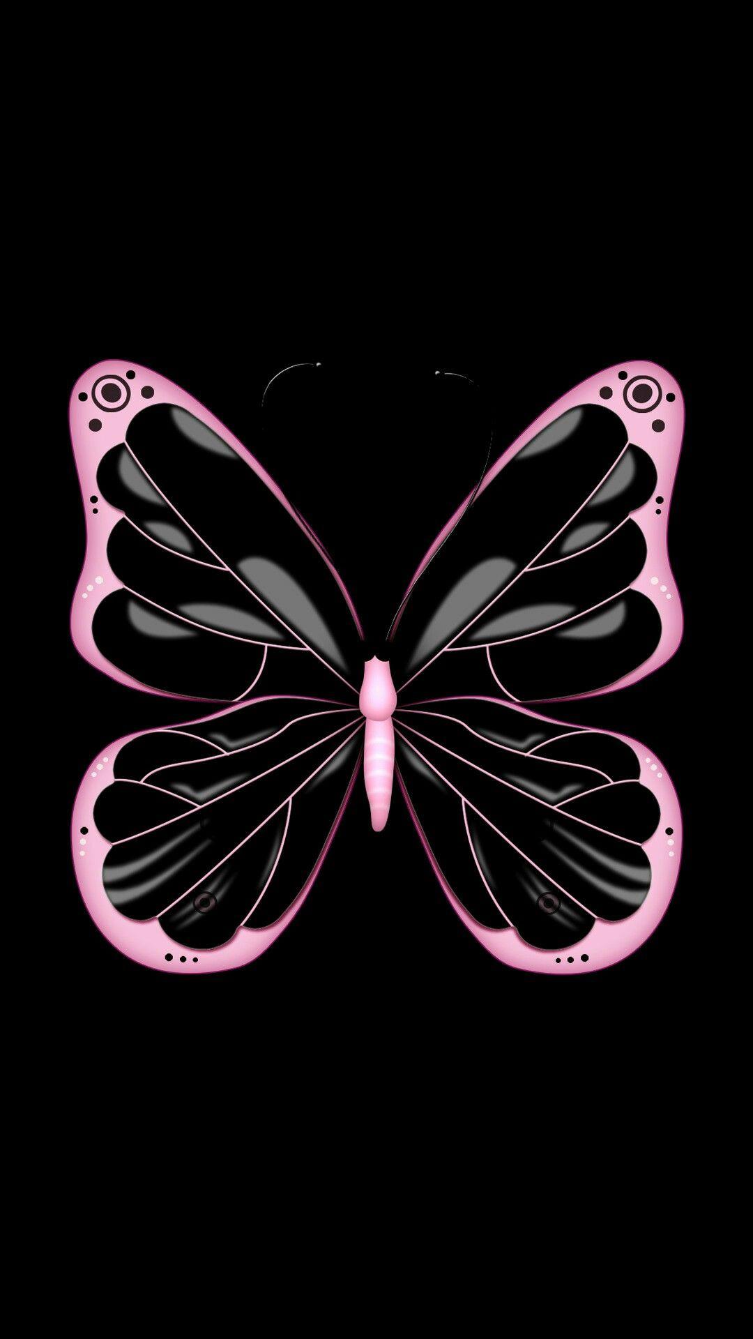 Black & Pink Butterfly. Butterfly wallpaper, Pink butterfly