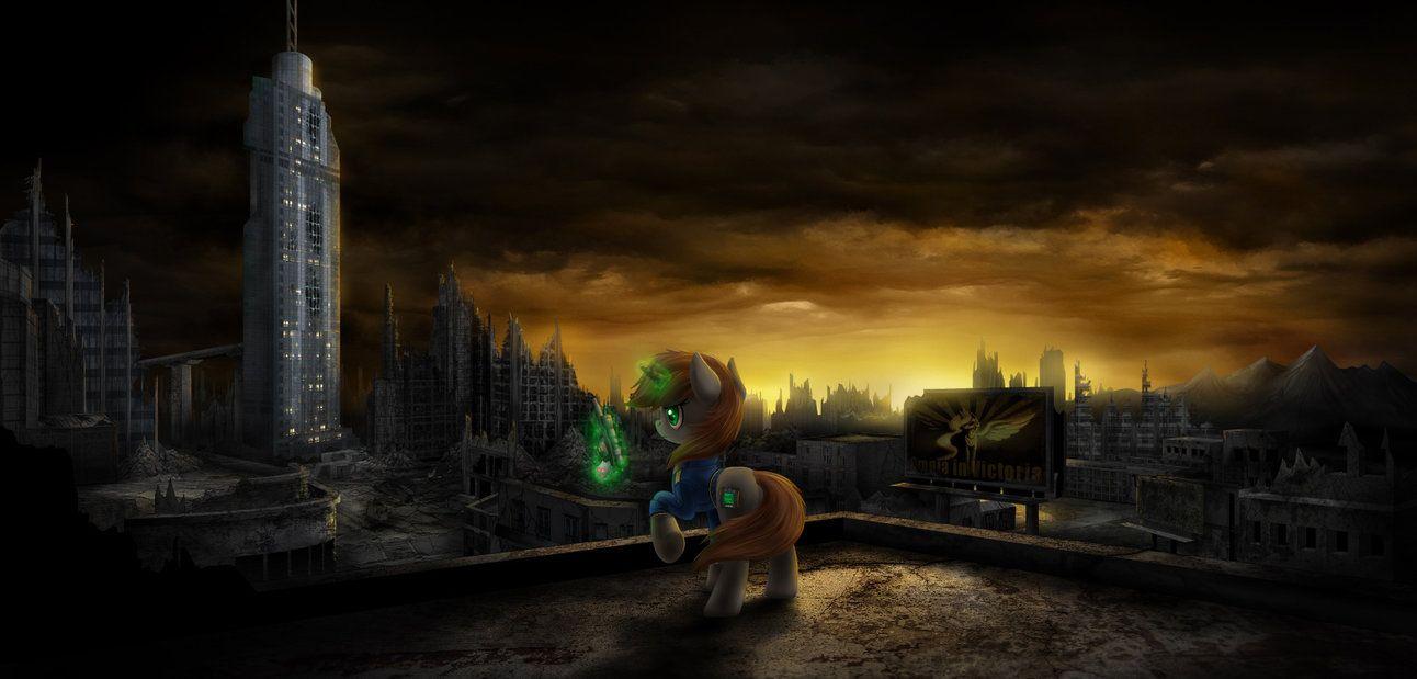 Littlepip On The Post Apocalyptic Background