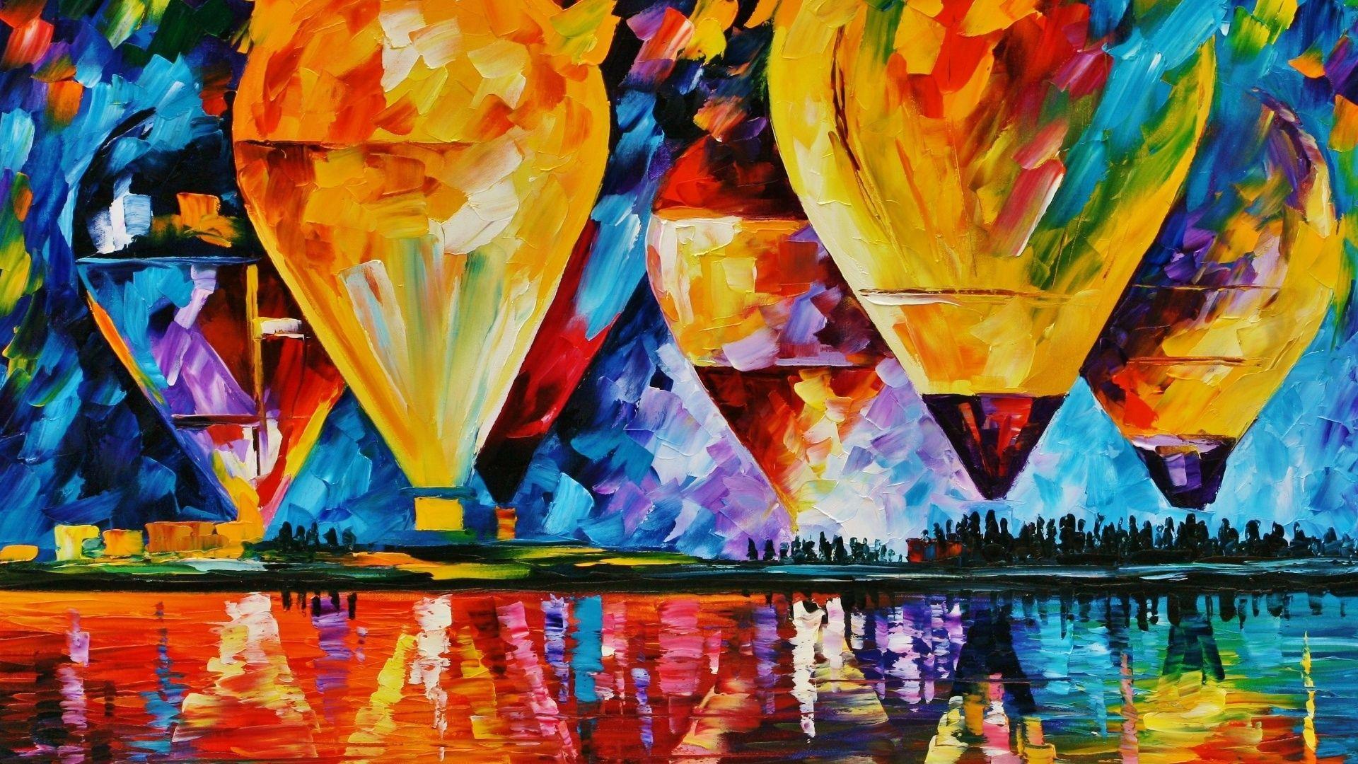 Leonid Afremov Balloon, Leonid Afremov, Lights, Art