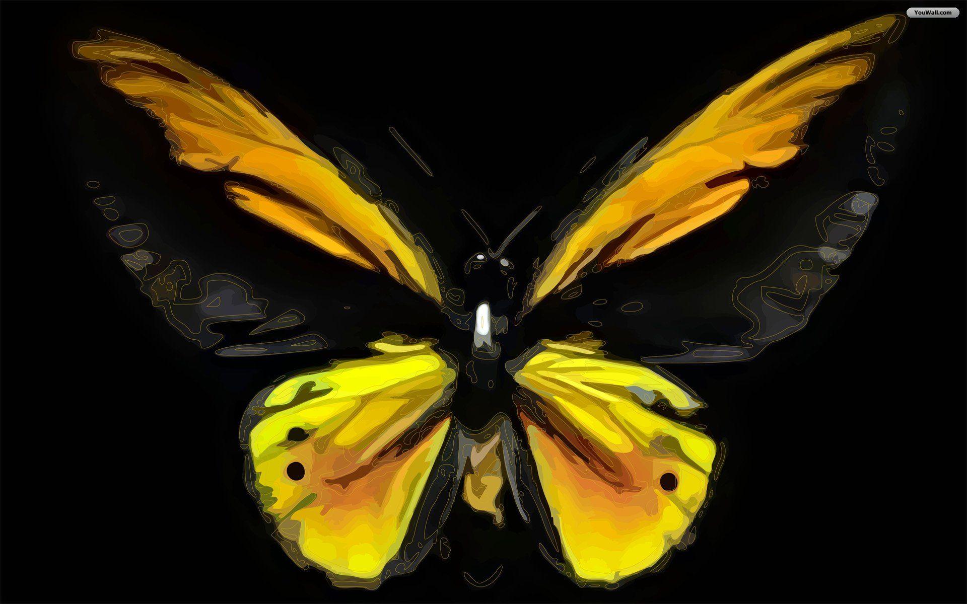 Yellow Beautiful Butterfly Wallpaper HD