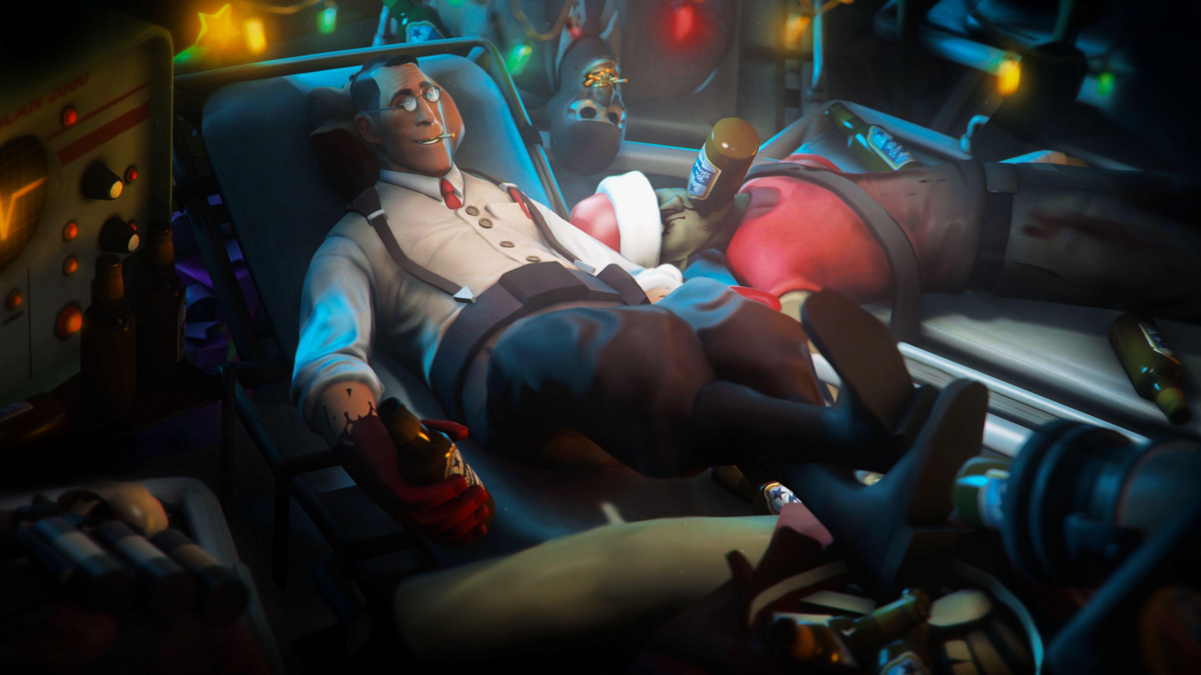 Download wallpaper 3840x2160 team fortress 2, morgue, medic 4k uhd