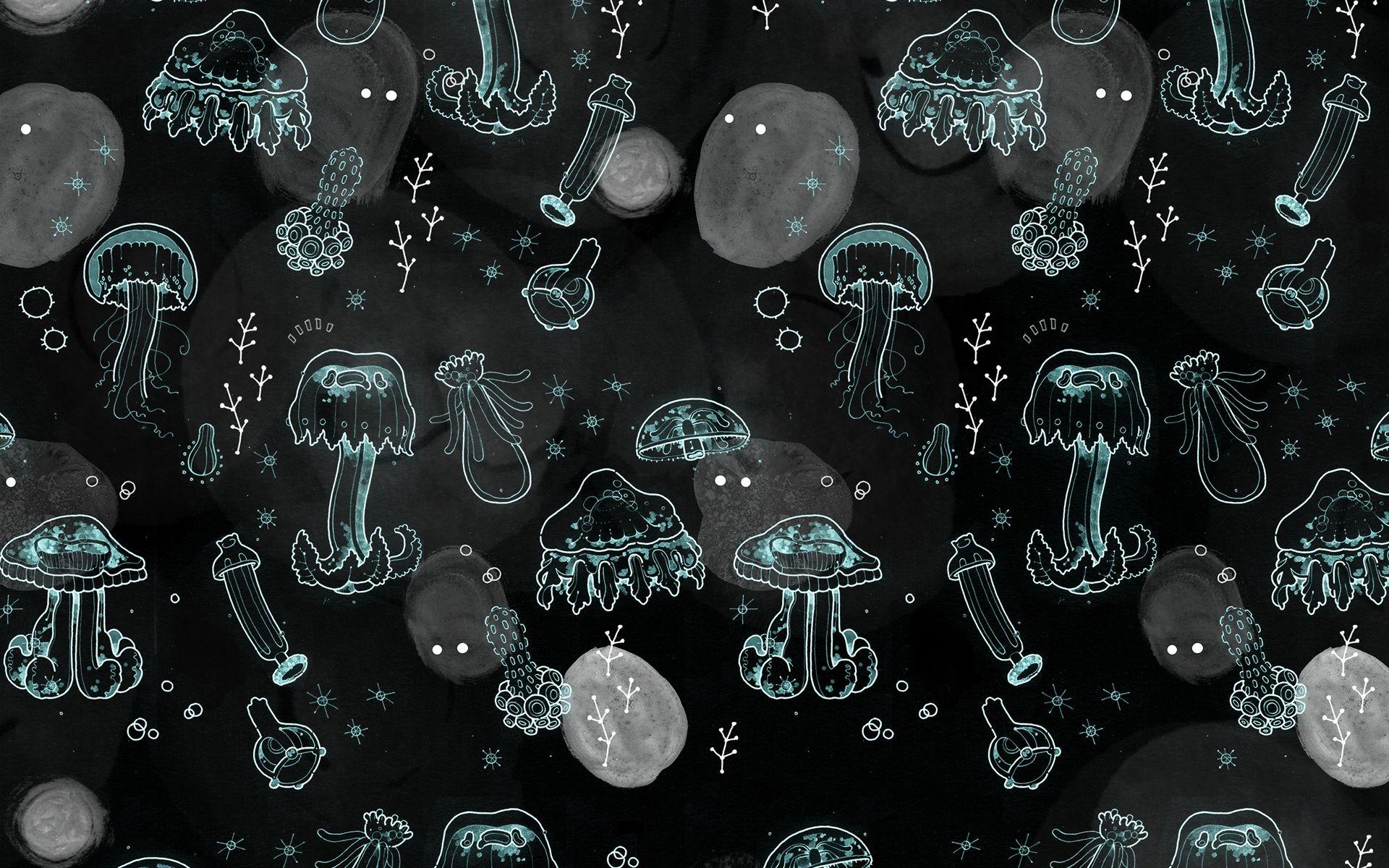 Underwater, creature, black, unique, pattern, background