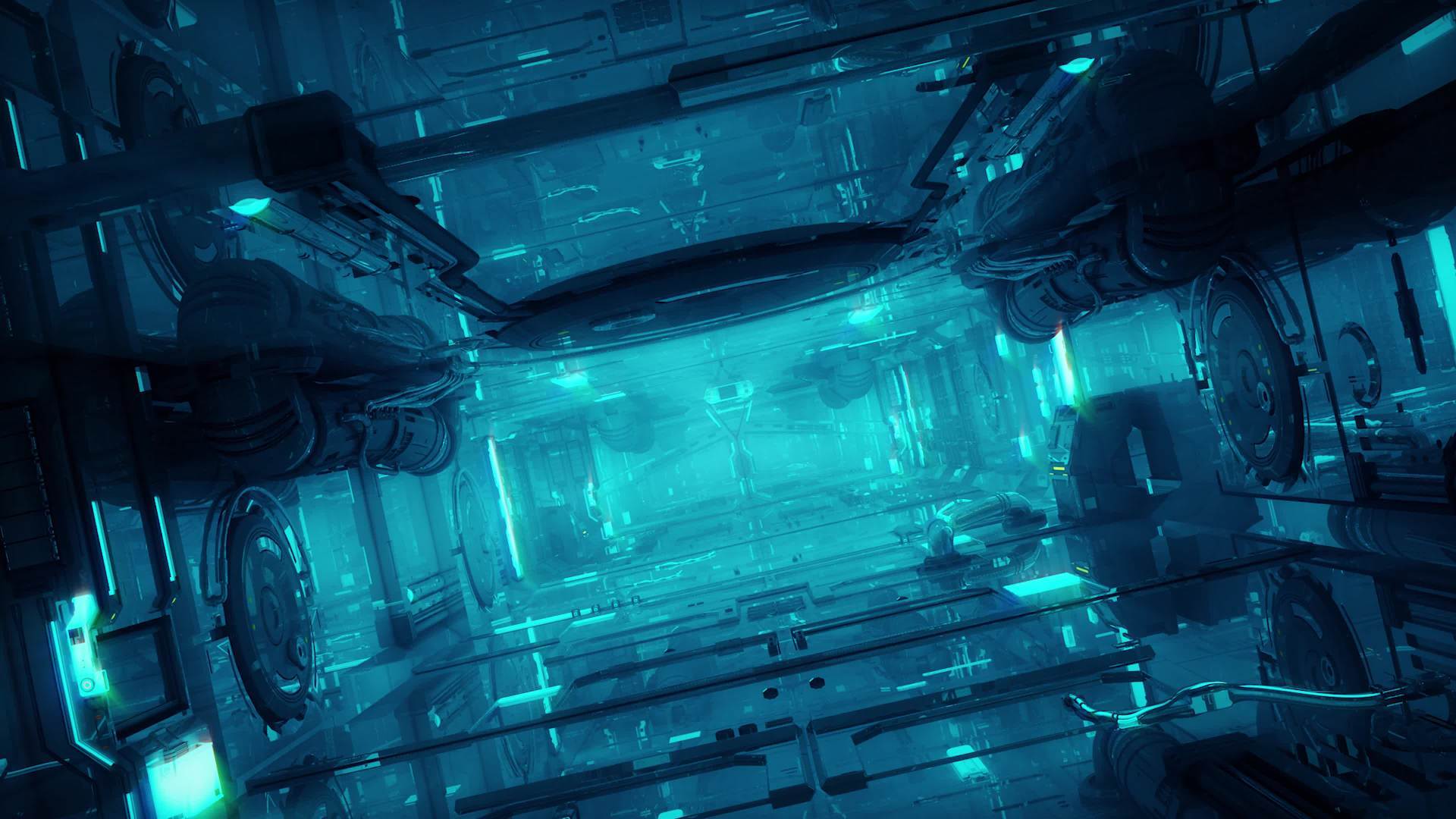 Futuristic space ship machine room 4K background HD Video
