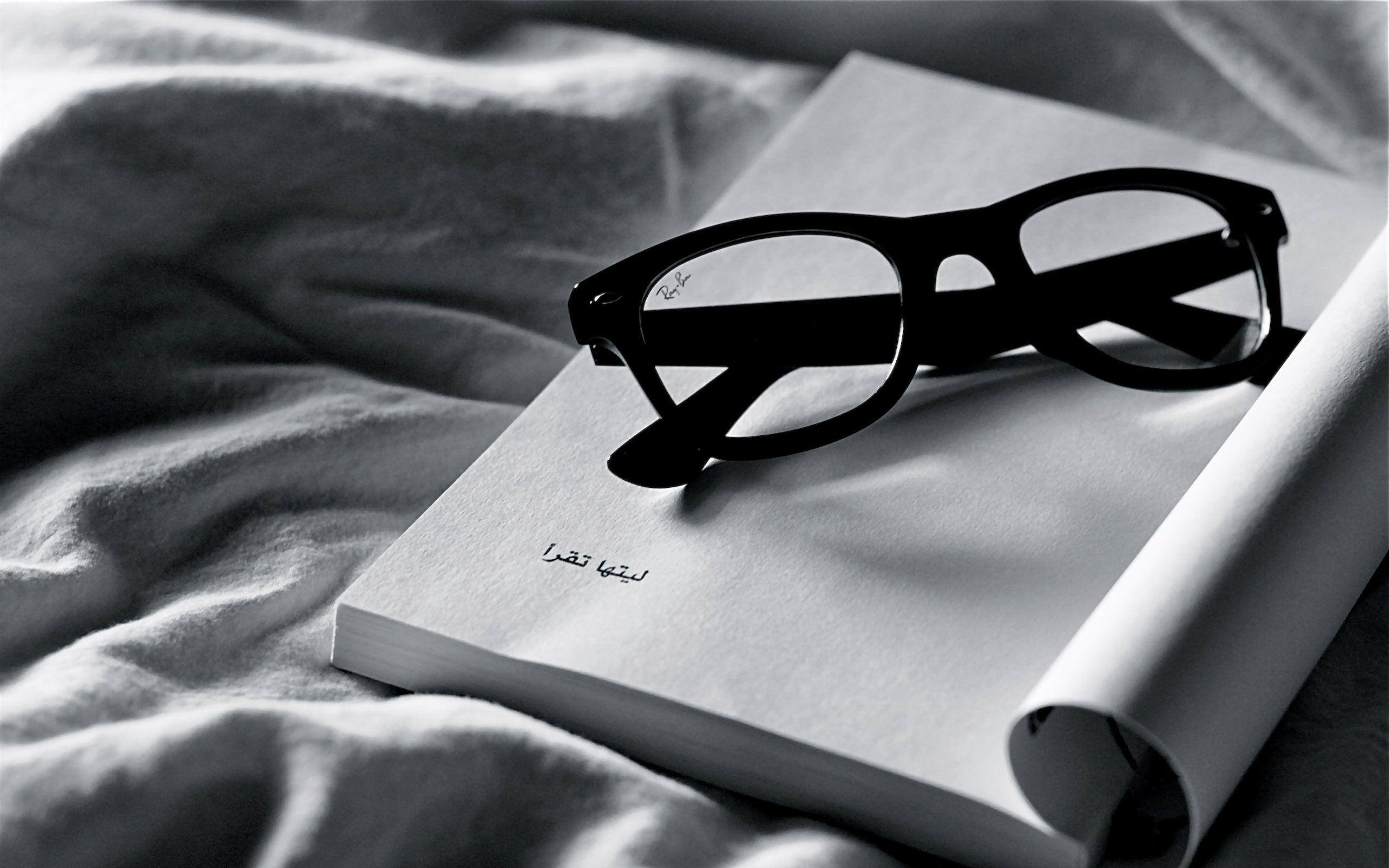 Download wallpaper 2560x1600 glasses, miscellaneous, book, cloth