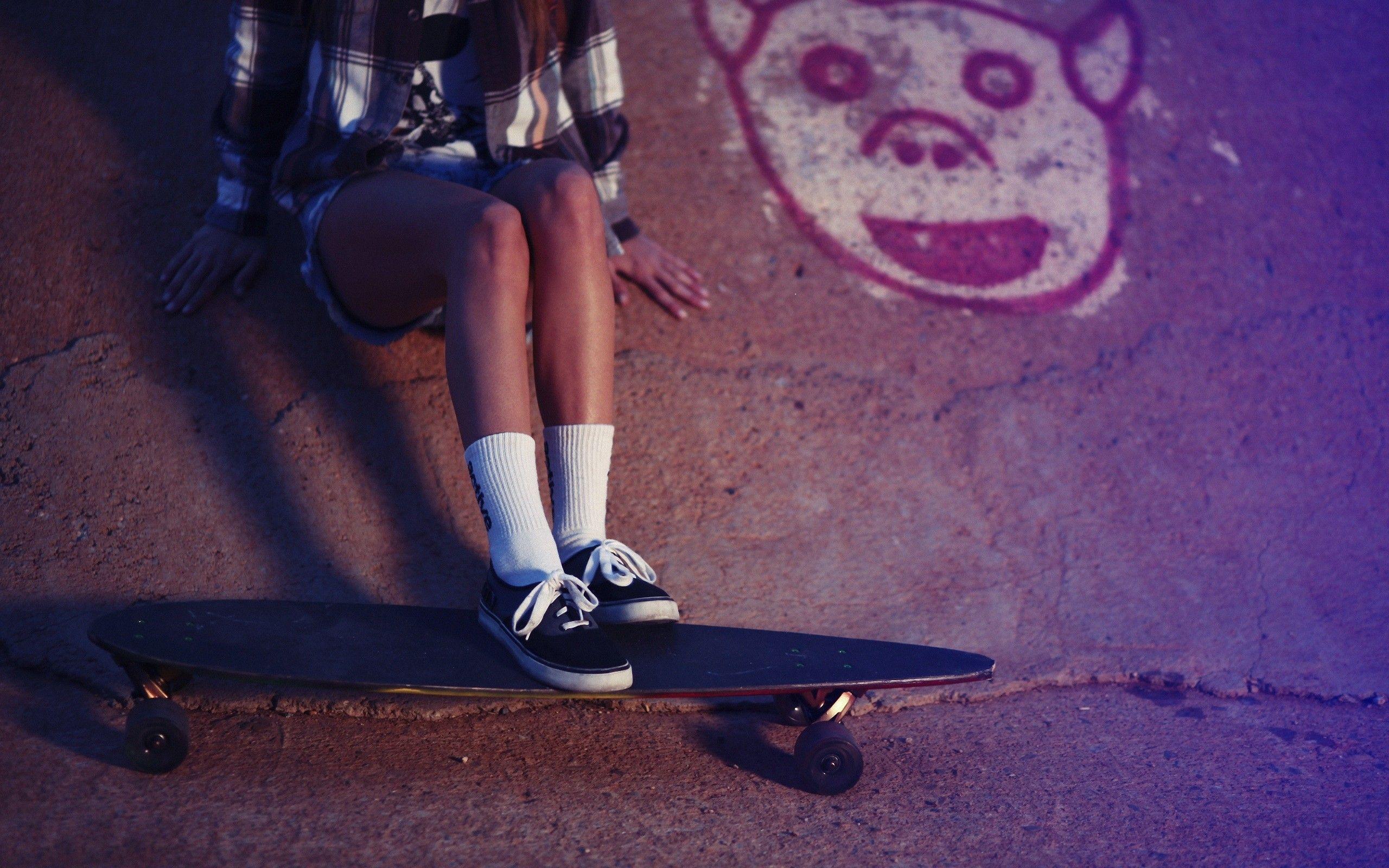 legs, women, socks, skateboarding, skateboards, Skater Girl
