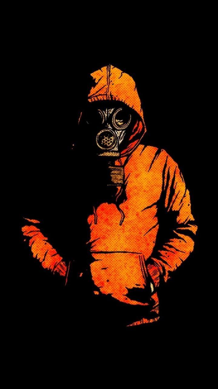 Black minimalistic gas masks hoodies drawn dark background wallpaper