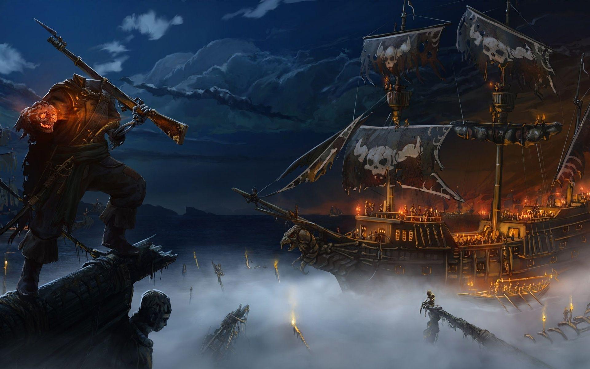 Fantasy Pirate Dark Horror Skeleton Evil Scary Creepy Spooky Ship