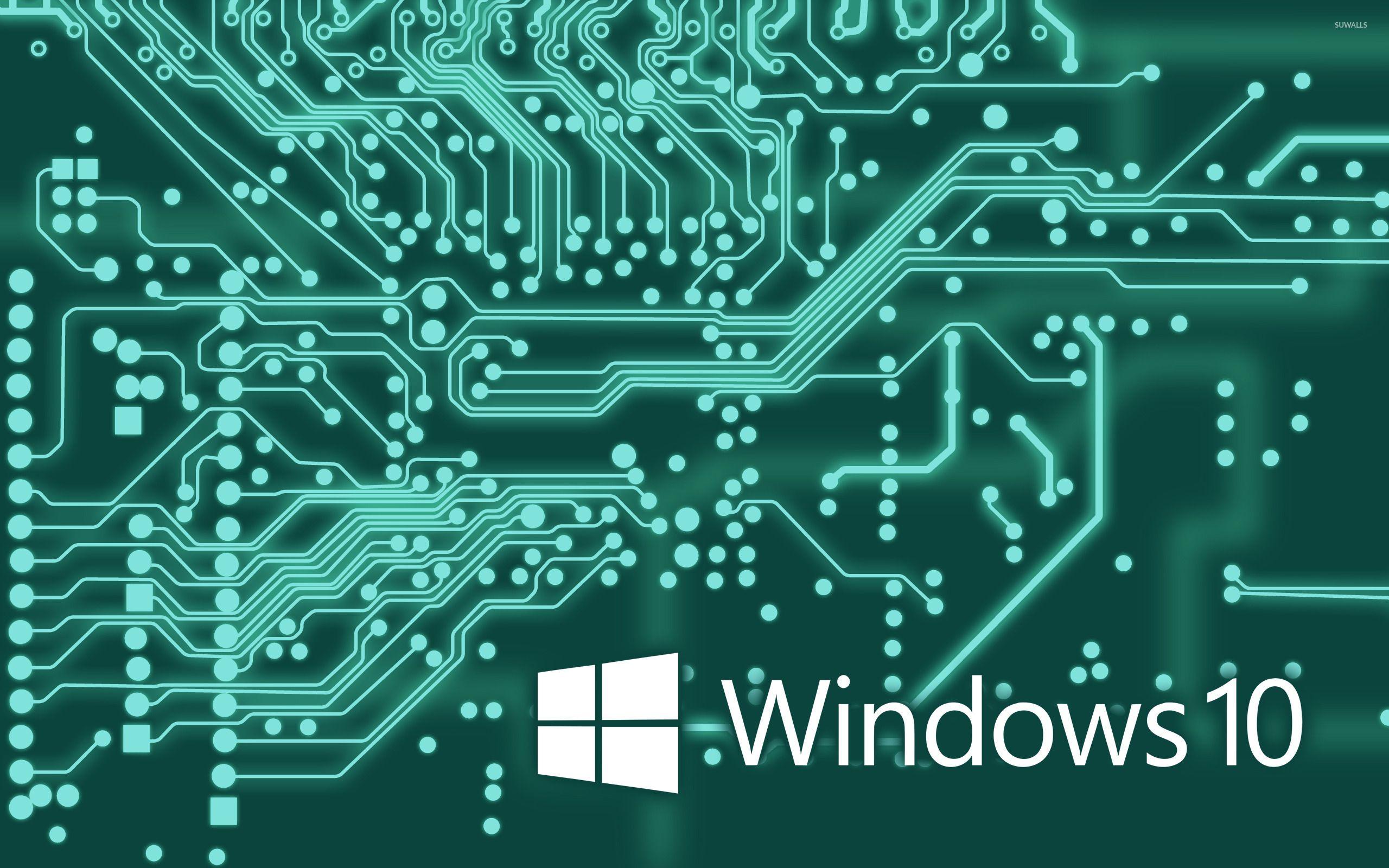 Windows 10 white text logo on the circuit board wallpaper wallpaper