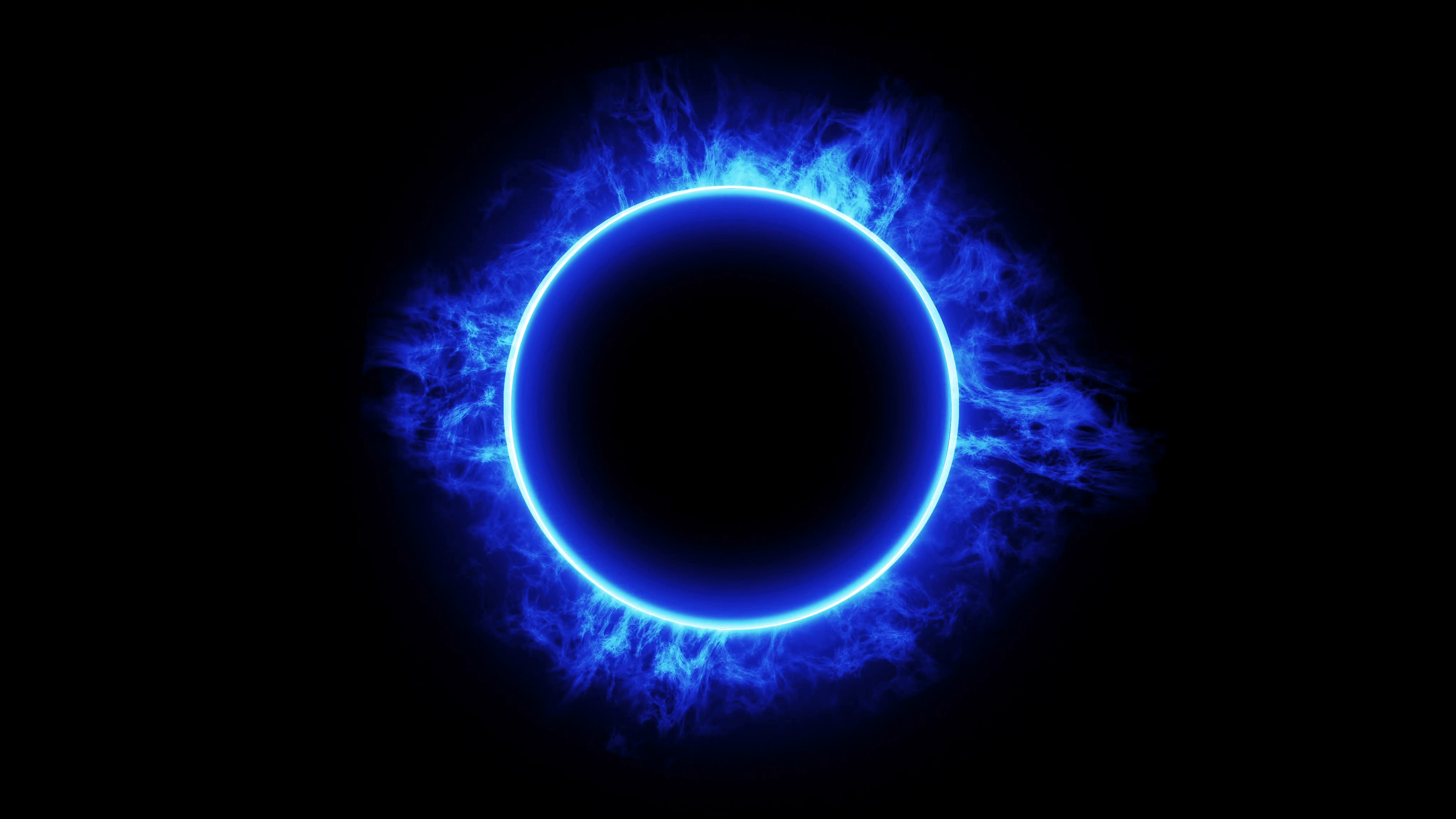 Circle Fire with Blue Flame on Black Background Motion Background