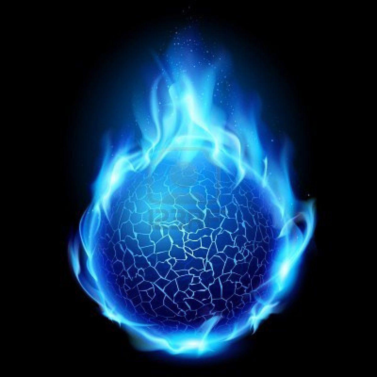 10258735 Blue Fire Ball Illustration On Black Background For