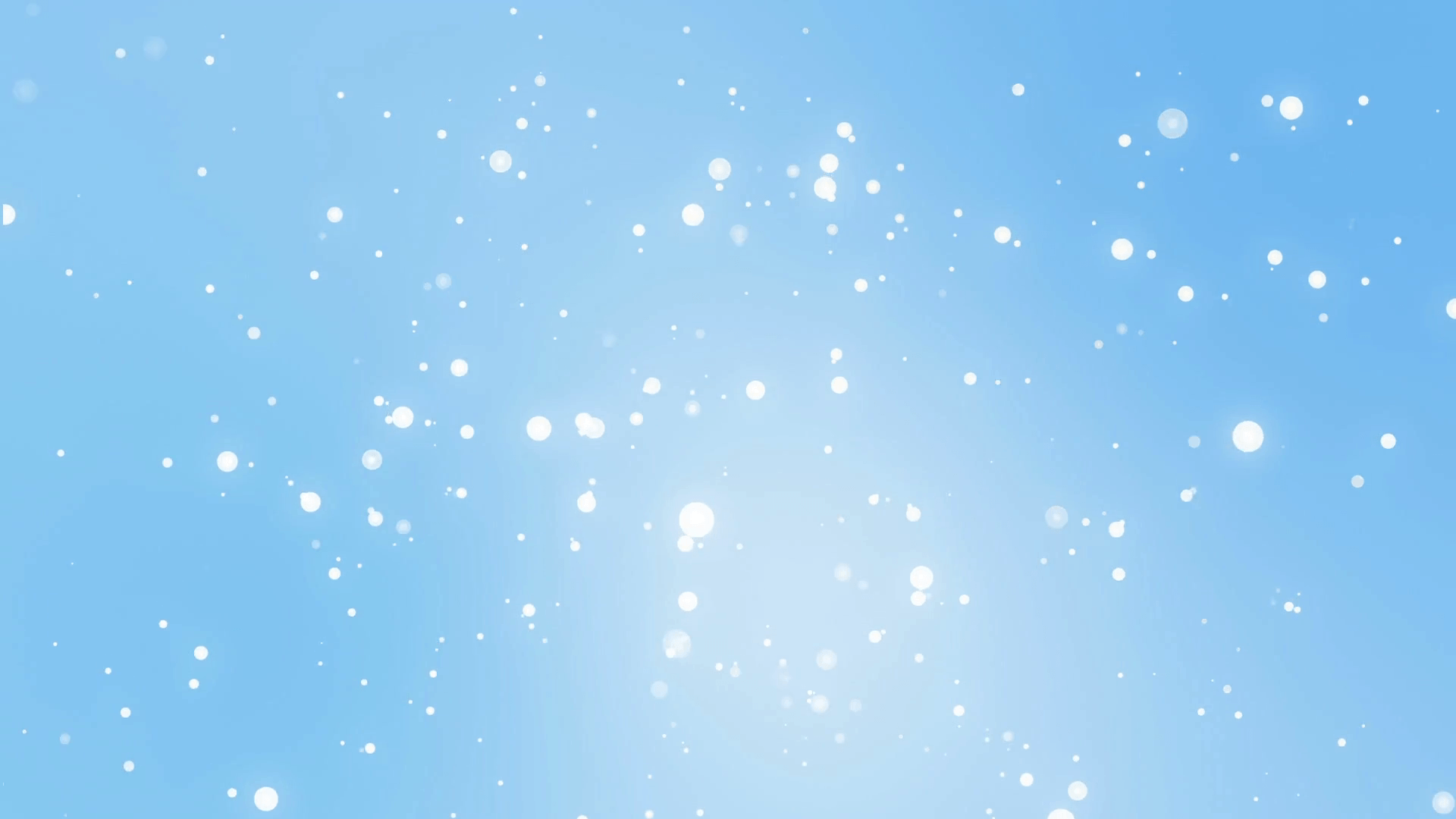 Glowing white snowflake particles falling down against a light teal