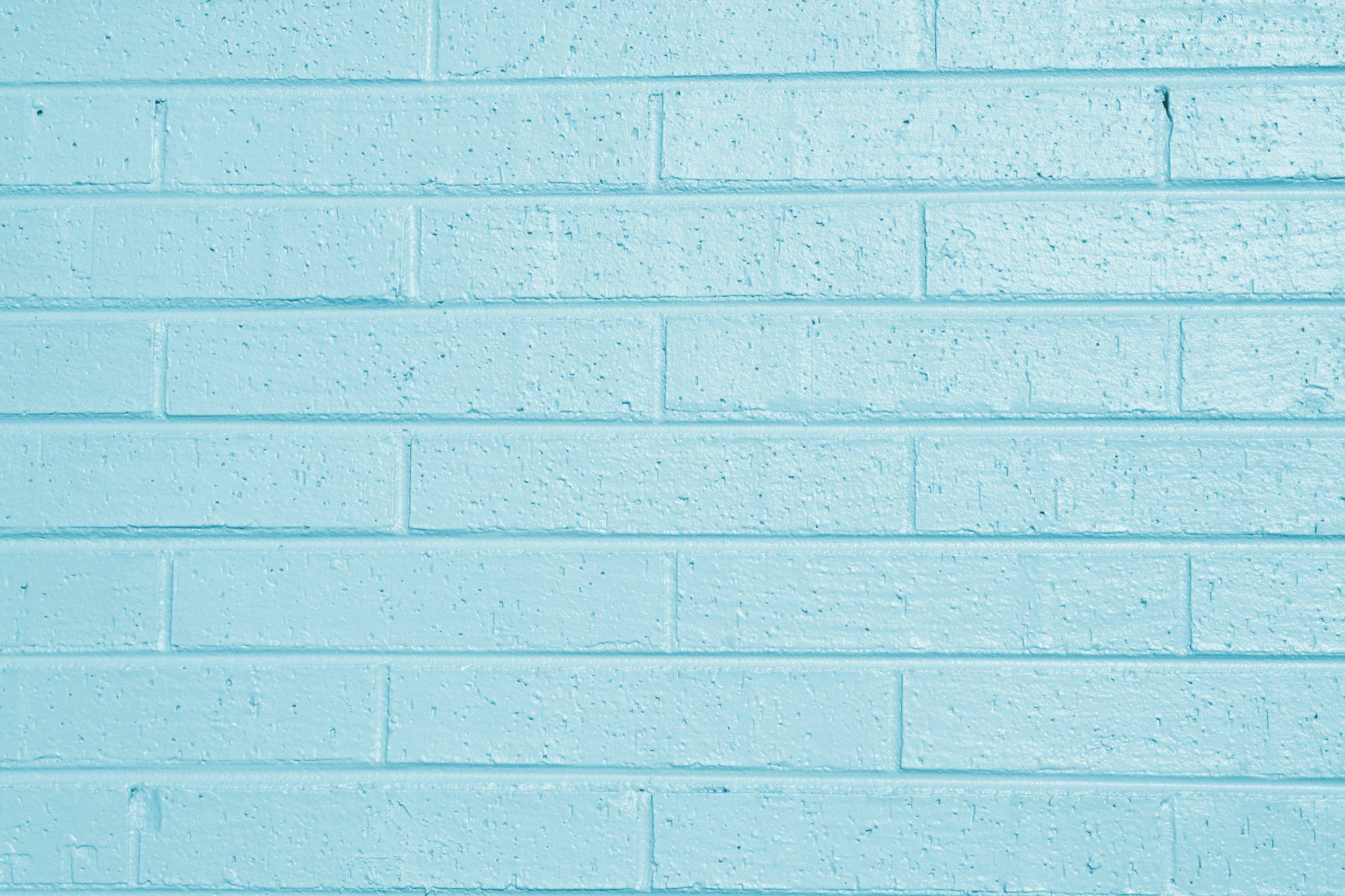 Teal Blue Painted Brick Wall Texture Picture. Free Photograph