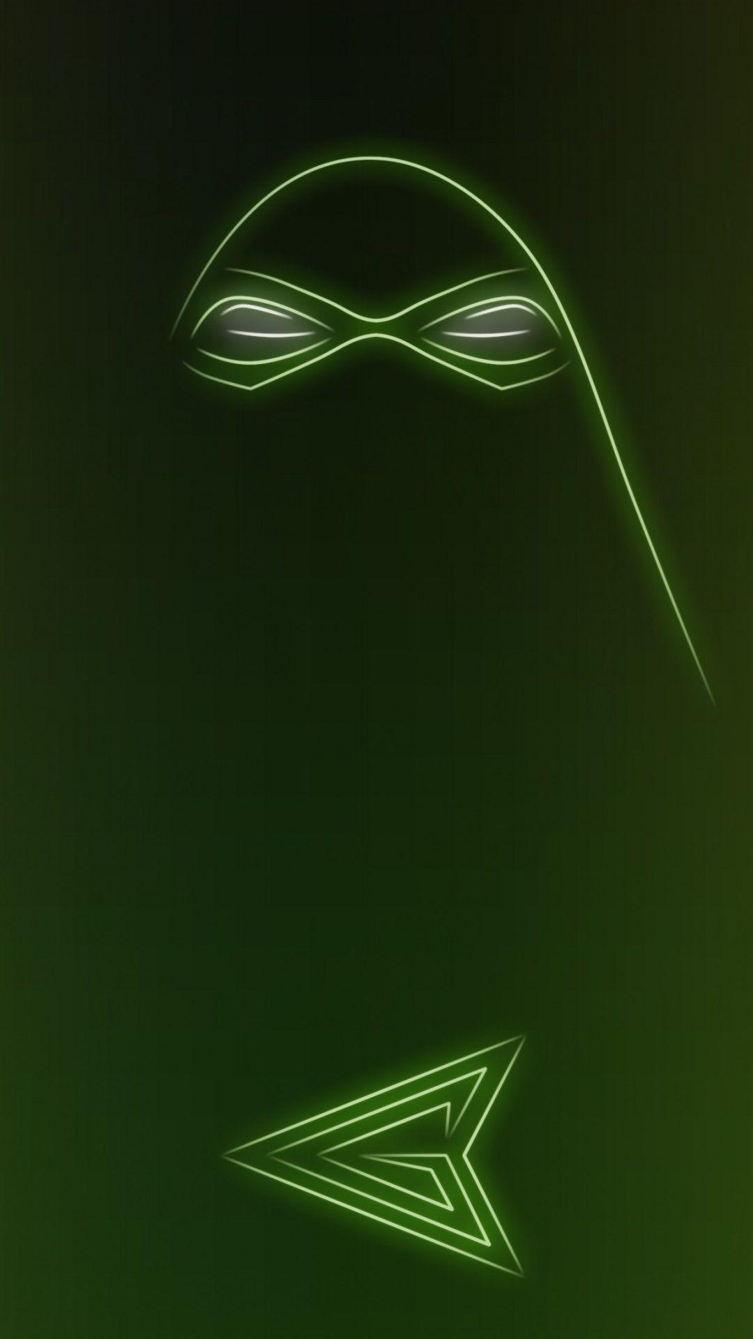 Download Neon Light Hero Green Arrow 1080 x 1920 Wallpaper
