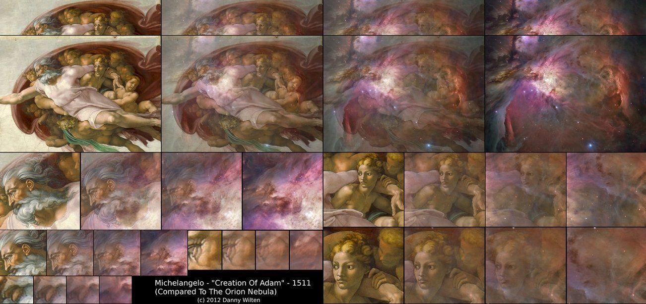 Michelangelo - 'Creation Of Adam' And Orion Nebula