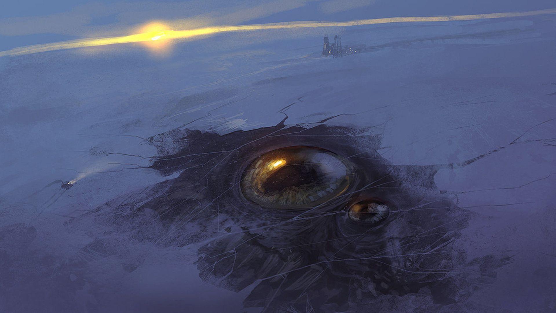 Giant Sea monster trapped under the ice 1920 × 1080