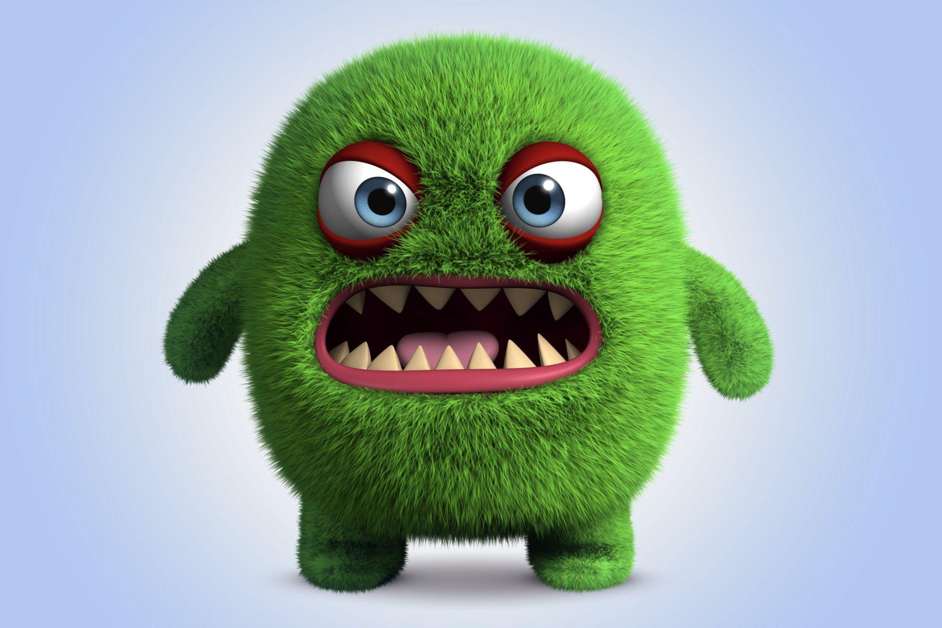 3D funny monster cartoon cute fluffy angry adult HD wallpaper