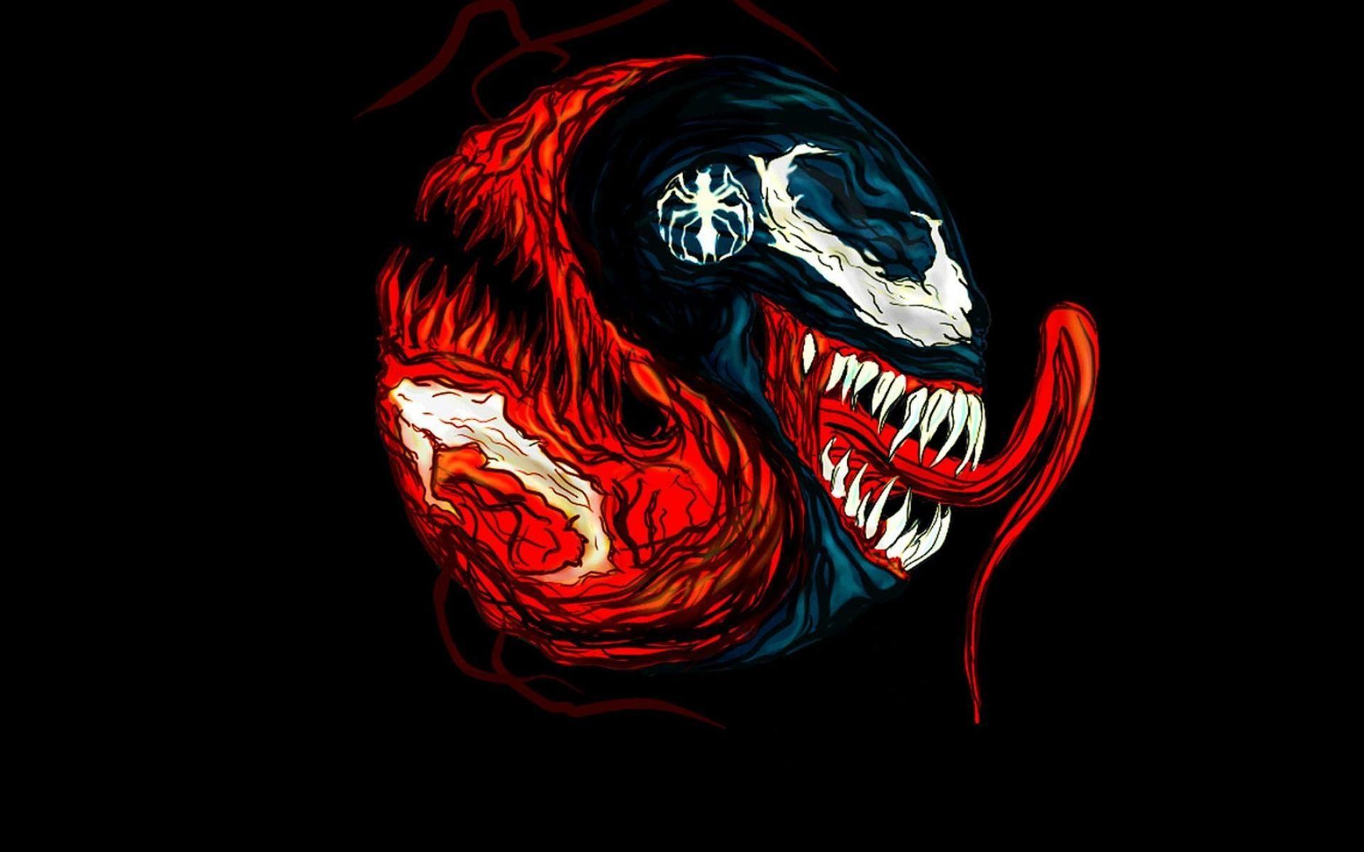 Carnage marvel comics venom black background fan art wallpaper