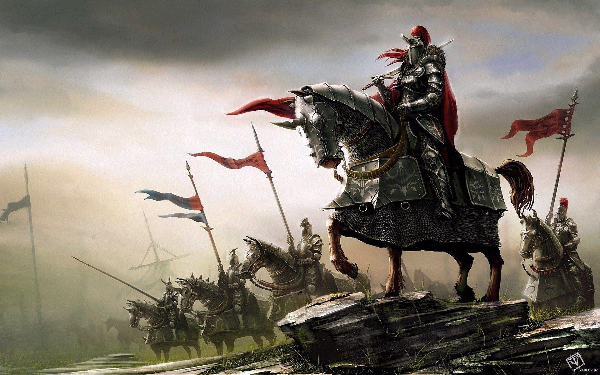 Fantasy Art Knights Warriors Horses Hd Wallpaper