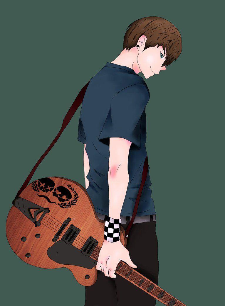 anime guitar player boy