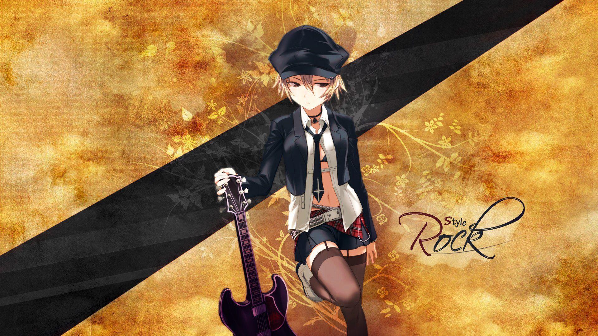 Guitar With Girl Wallpaper
