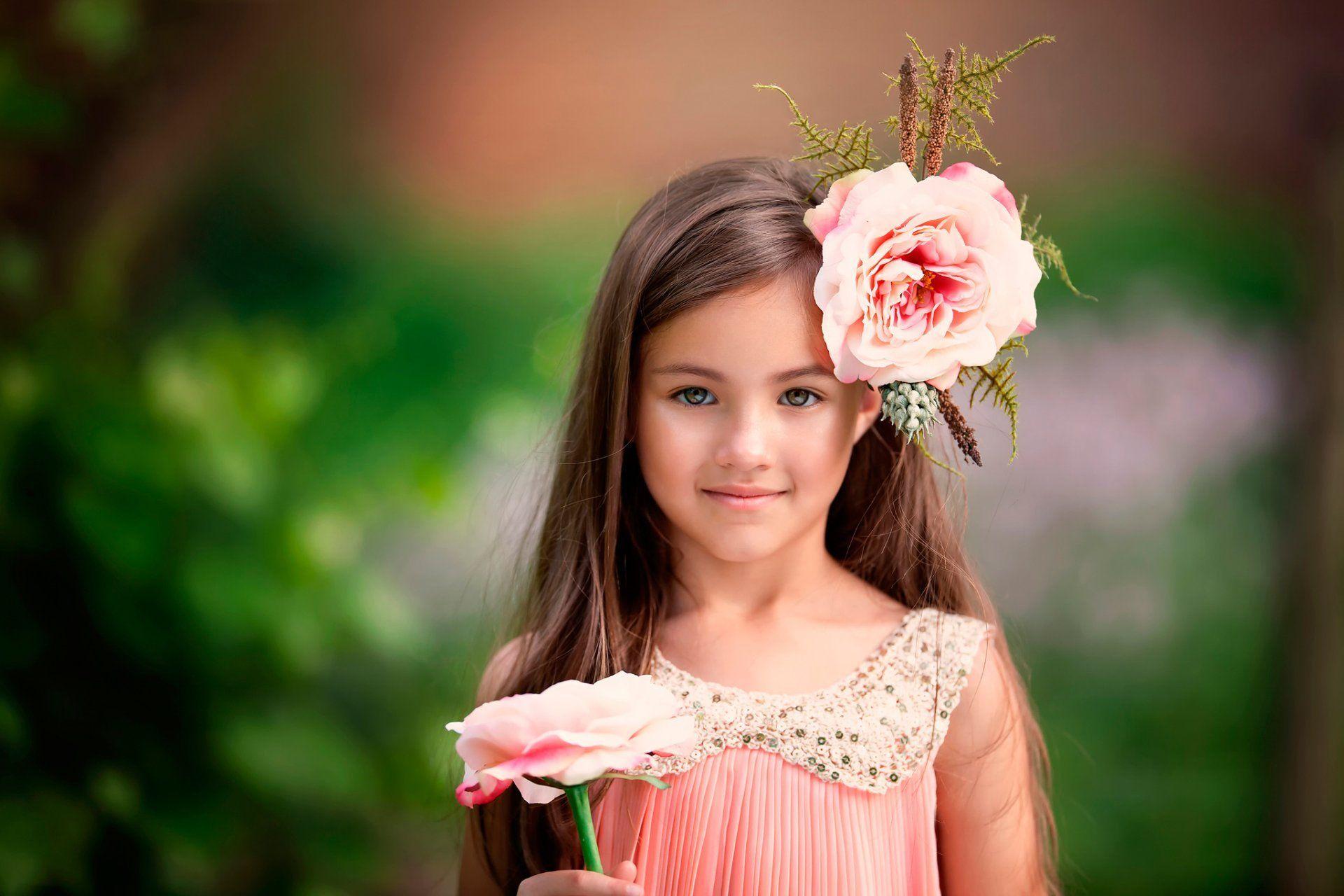 little flower girl child photography smile flower beautiful eyes HD