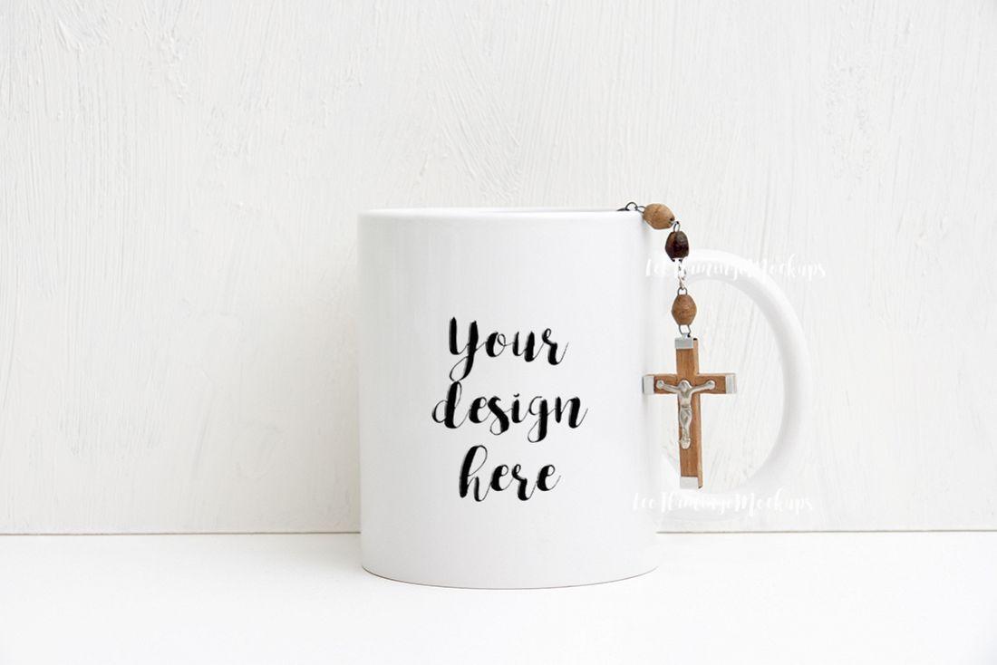 White coffee mug mockup photo Religious