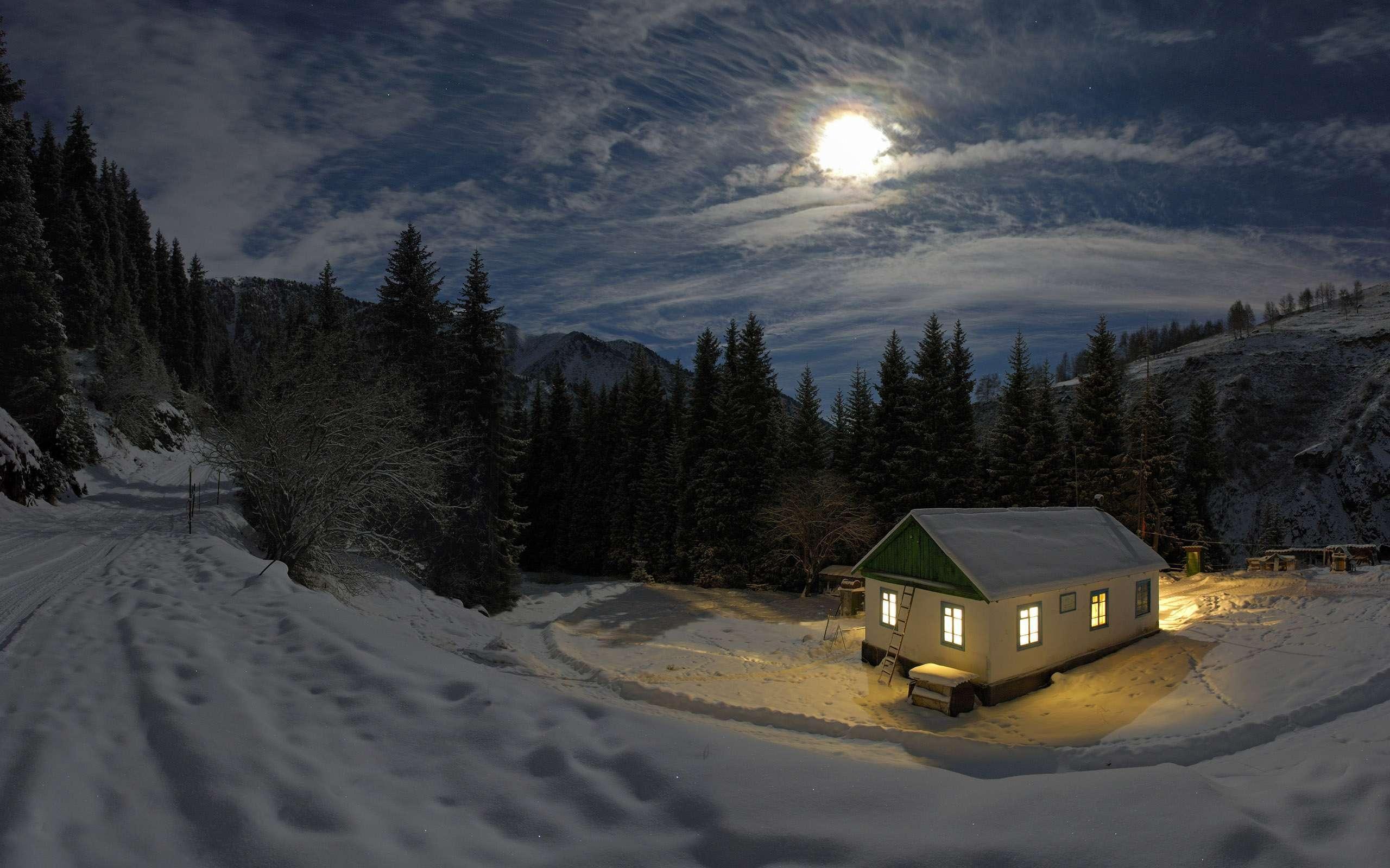 Good Night Mountain Snow HD Wallpaper