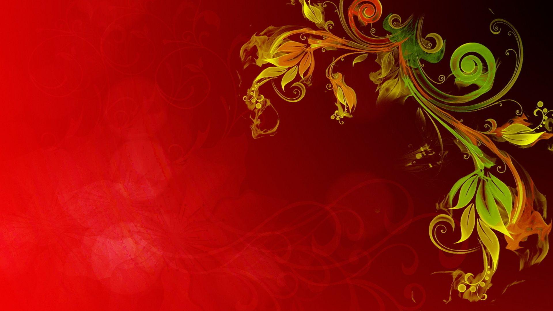 Abstract Floral Red Background