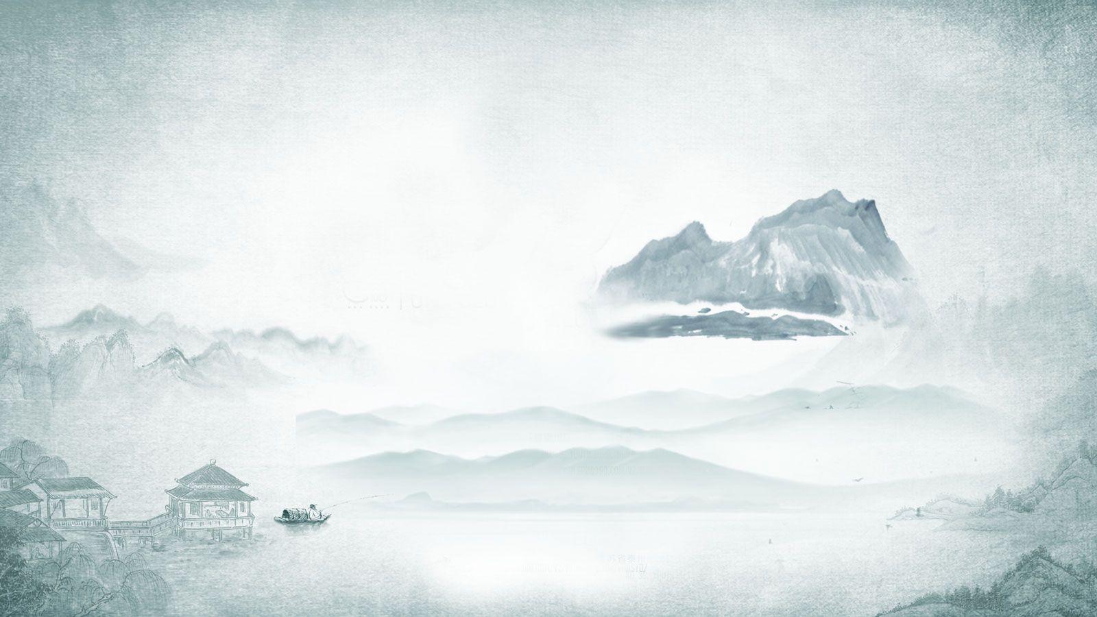 Chinese style ink painting background PSD picture Free Download