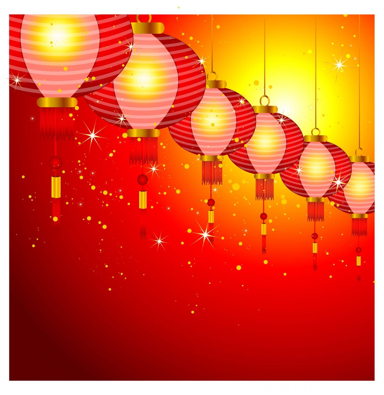 Chinese new year background design with lanterns. Free Vector / 4Vector