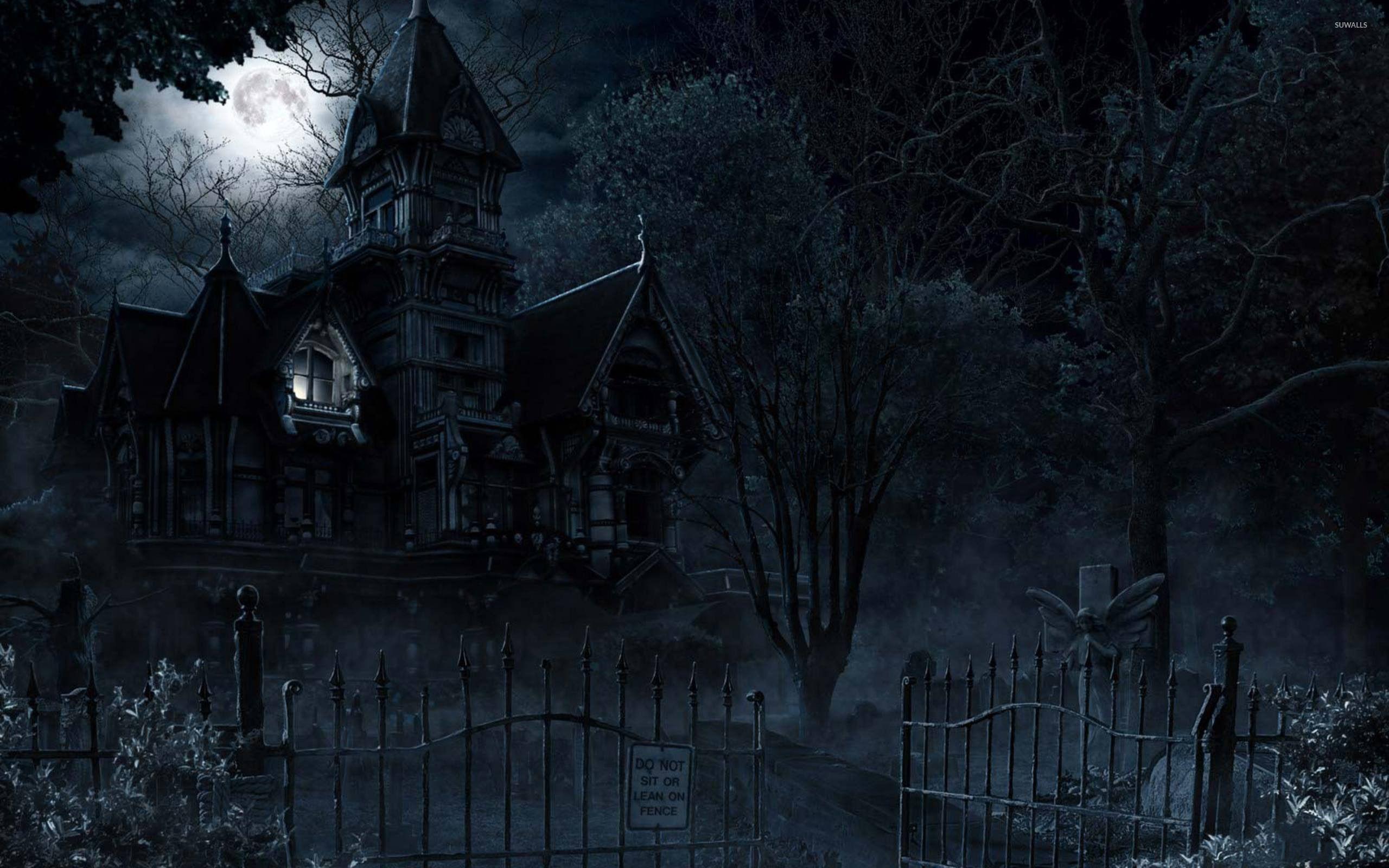 Haunted mansion in the full moon wallpapers