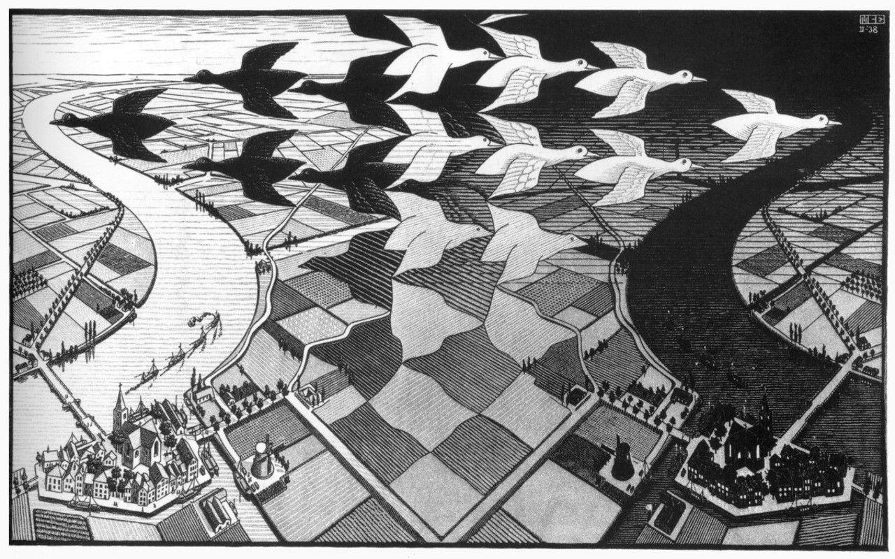 Day and Night by M.C. Escher ( ) HD Day and Night by M.C