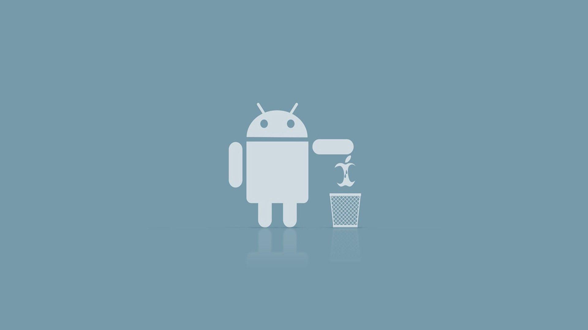 Android, funny, logos, Apple wallpaper