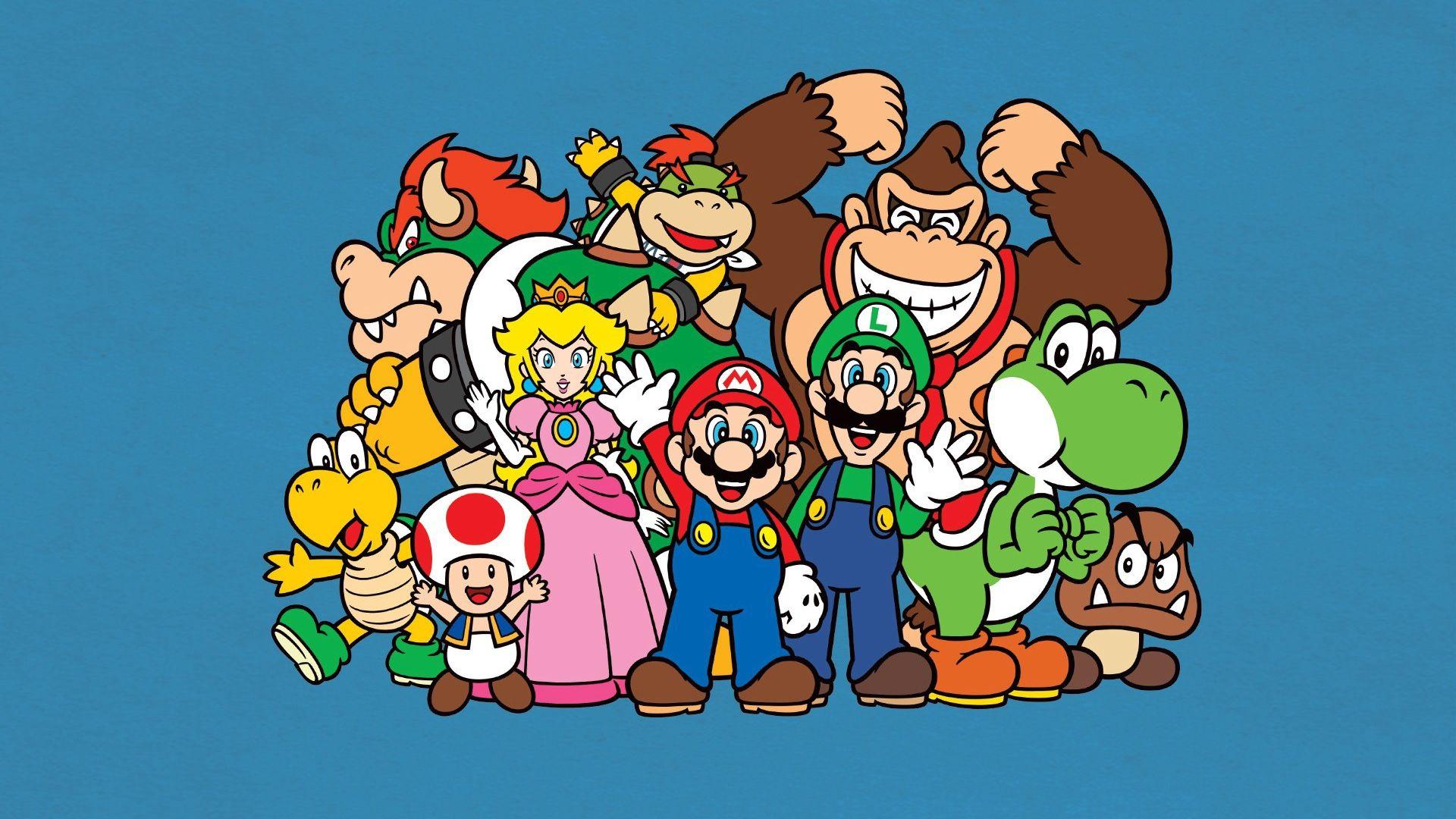 HD Background Mario Bros Luigi Yoshi Princess Peach Donkey Wallpaper