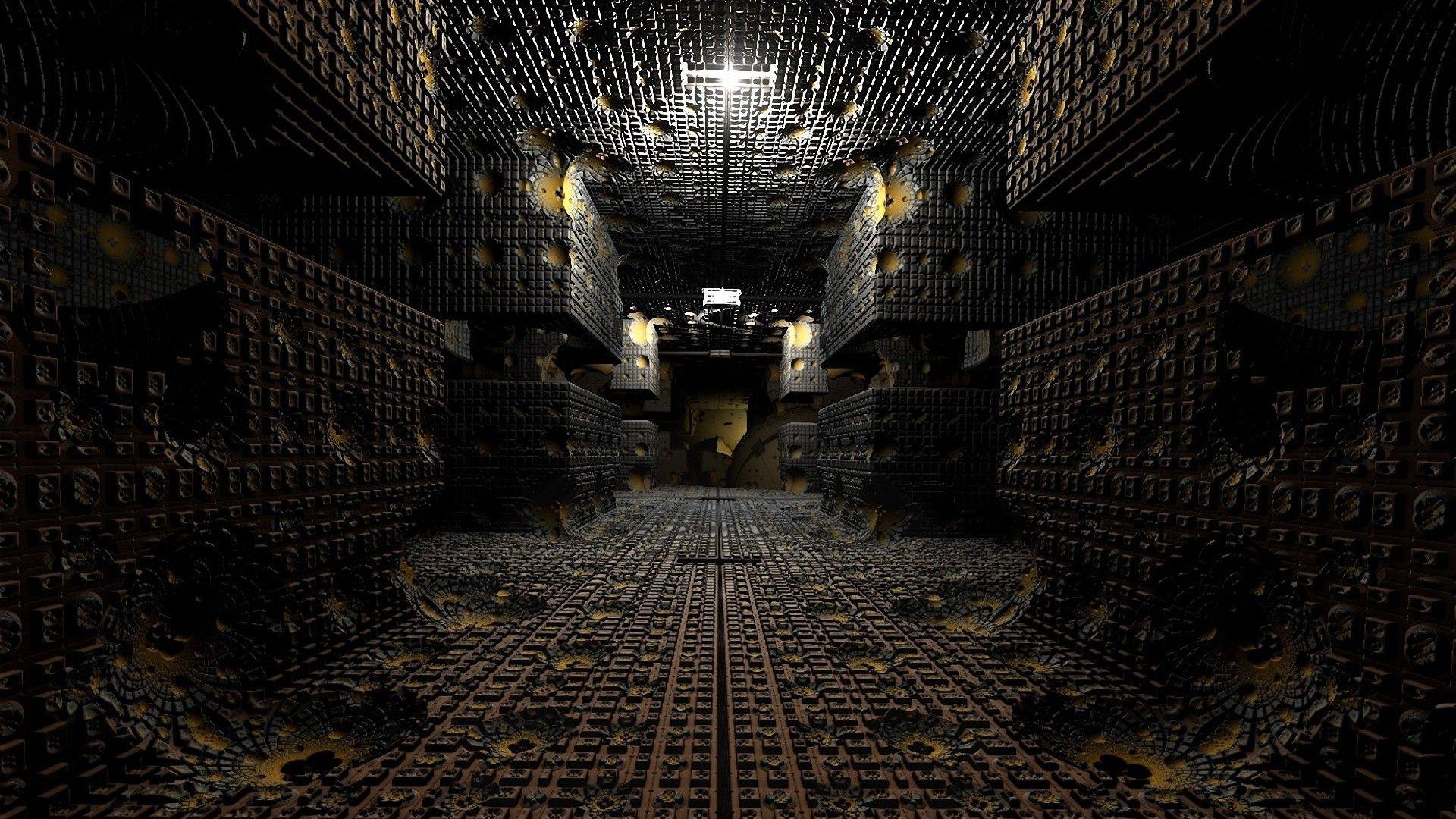 3D abstract artwork design tunnels wallpaper