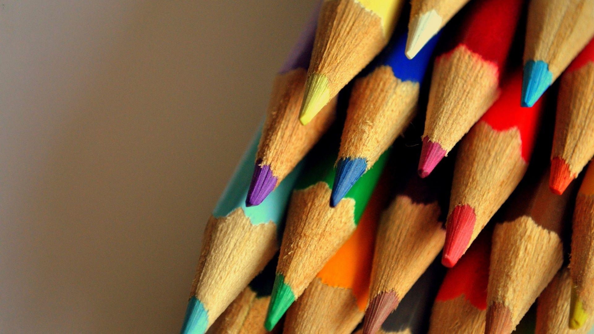 Download wallpaper 1920x1080 crayons, multicolored, set, point full