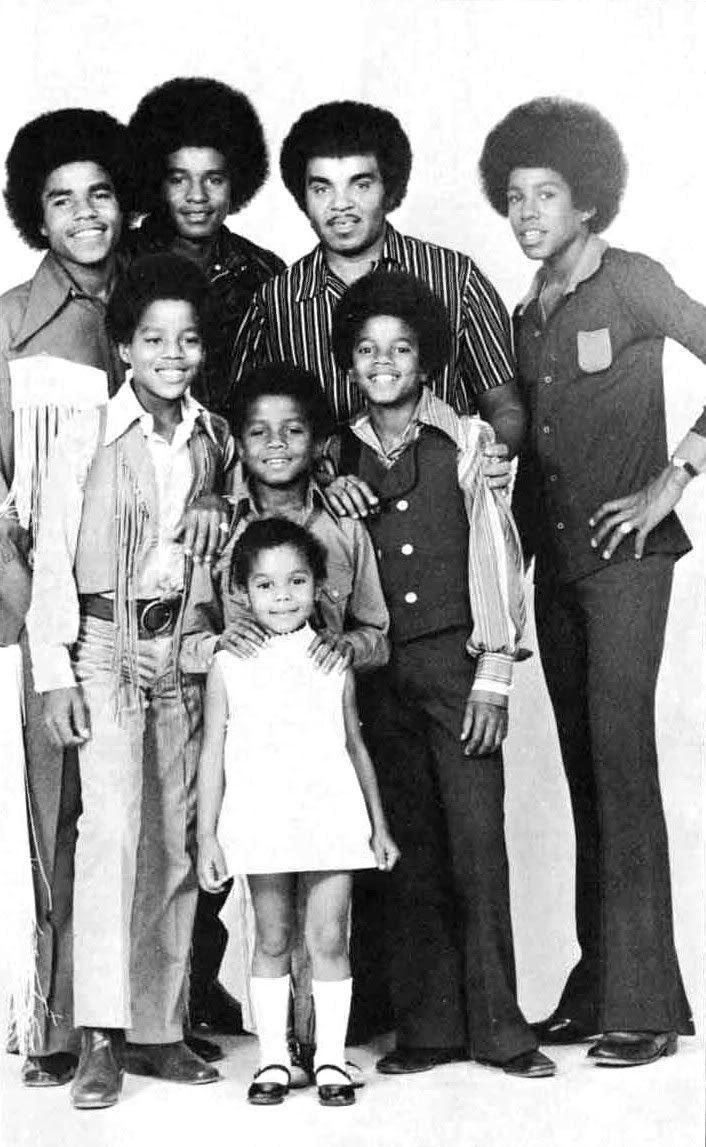 Joe Jackson with his children. Tito, Jackie, Marlon, Jermaine