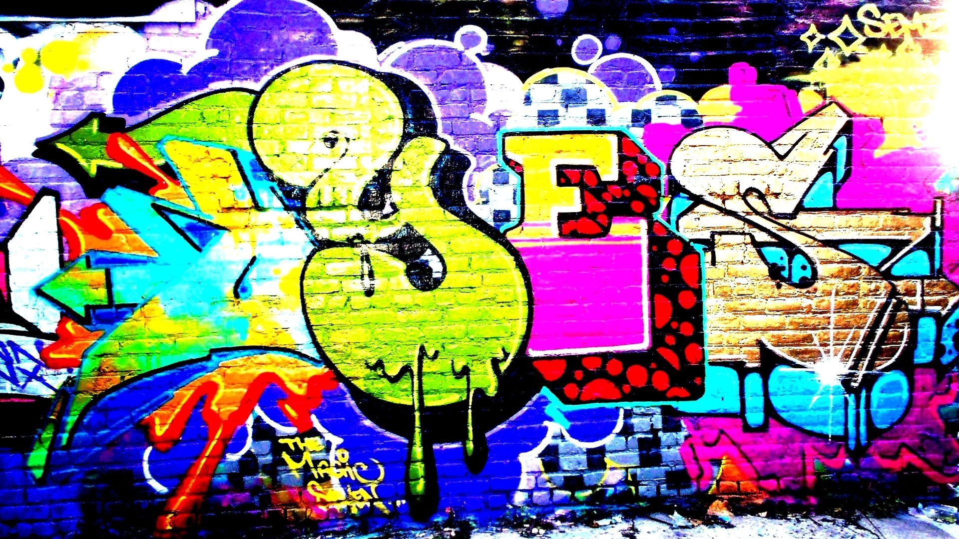 Download Wallpaper 1920x1080 graffiti, bright colors, multicolors