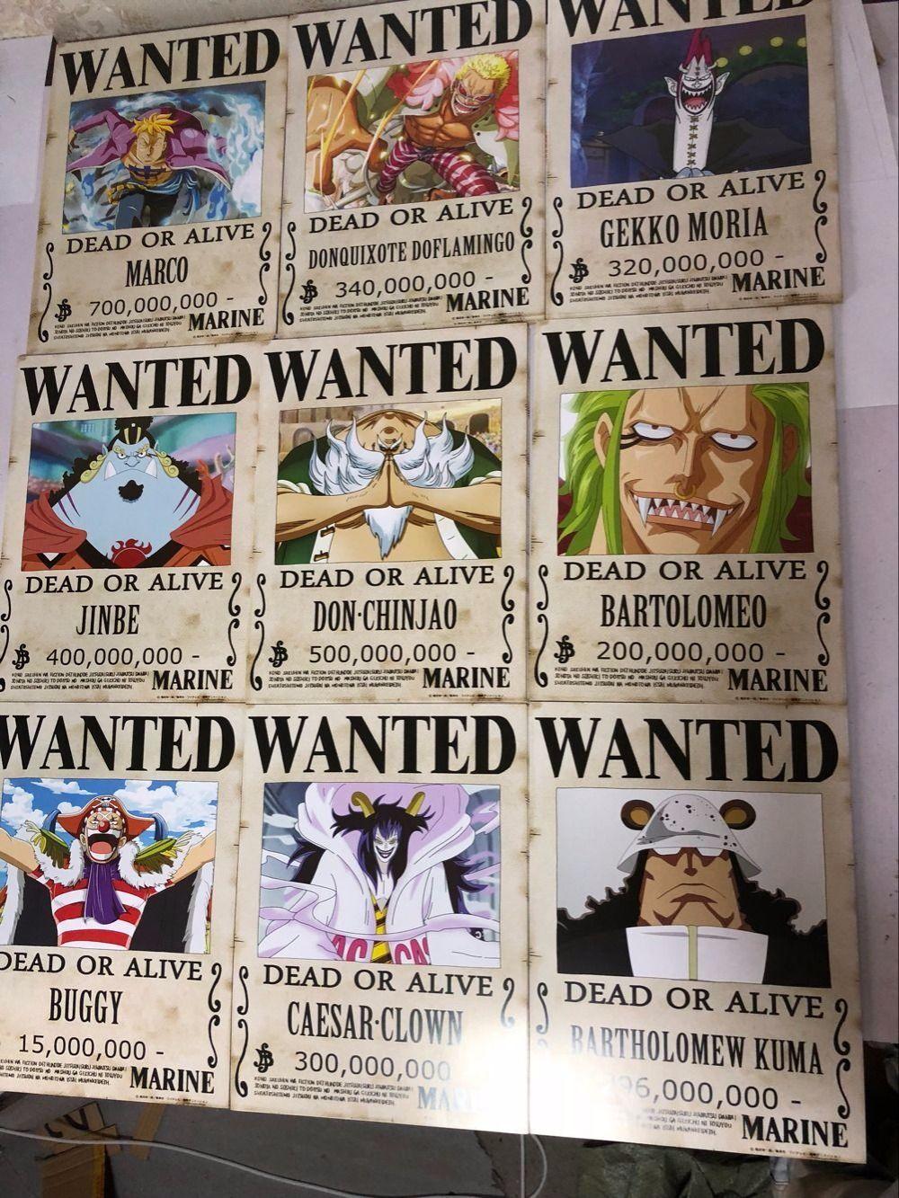 One Piece Poster 9Pcs Set Reward Wanted Circular Retro Edition