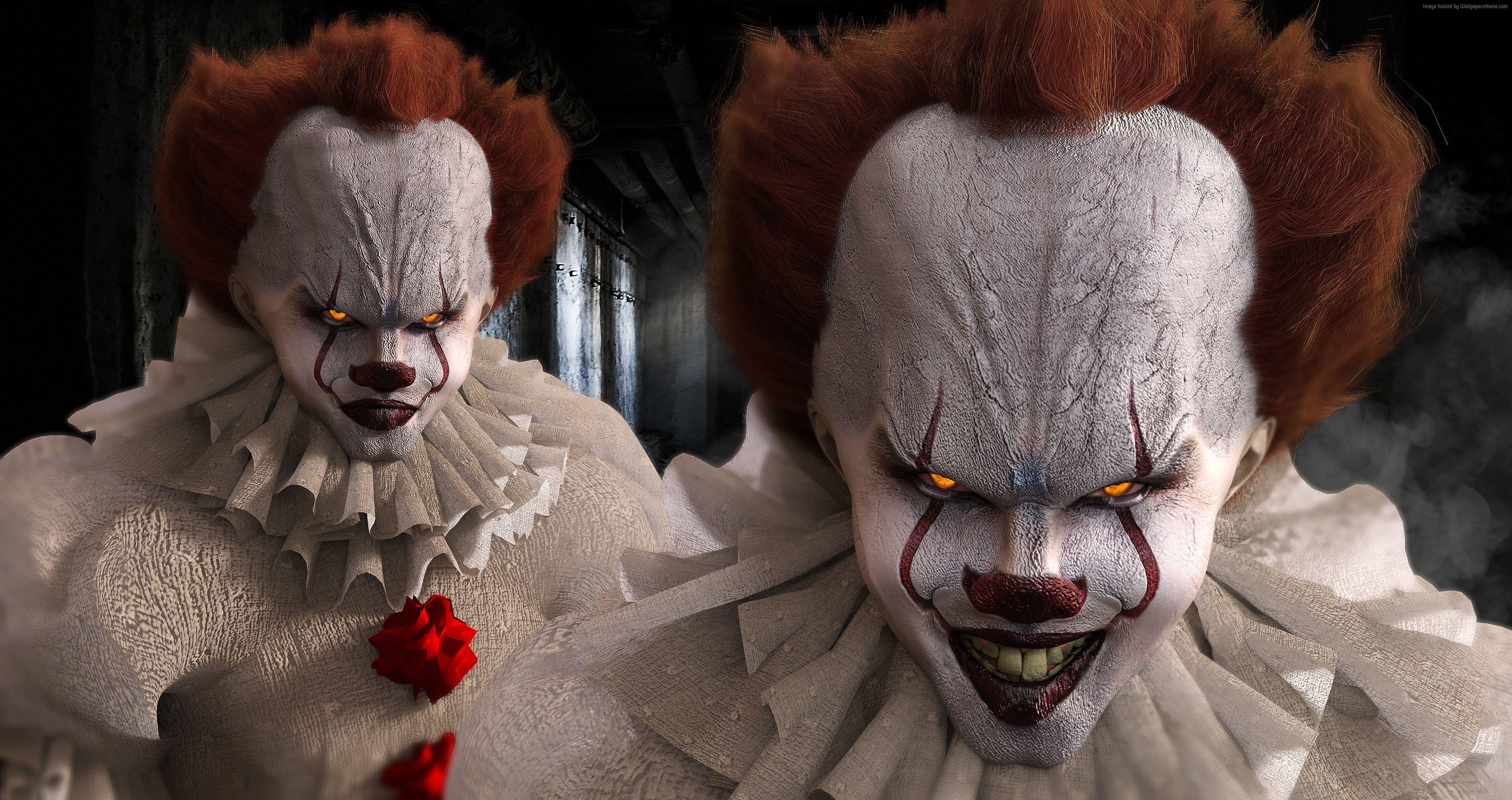 Wallpaper It, Bill Skarsgard, Scary Clown, 4k, Movies