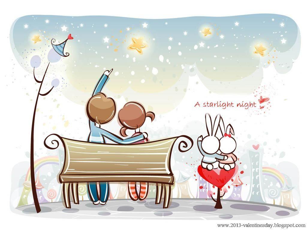 Sweet Love Cartoon Valentine Day Wallpaper HD Desktop. Wallpaper
