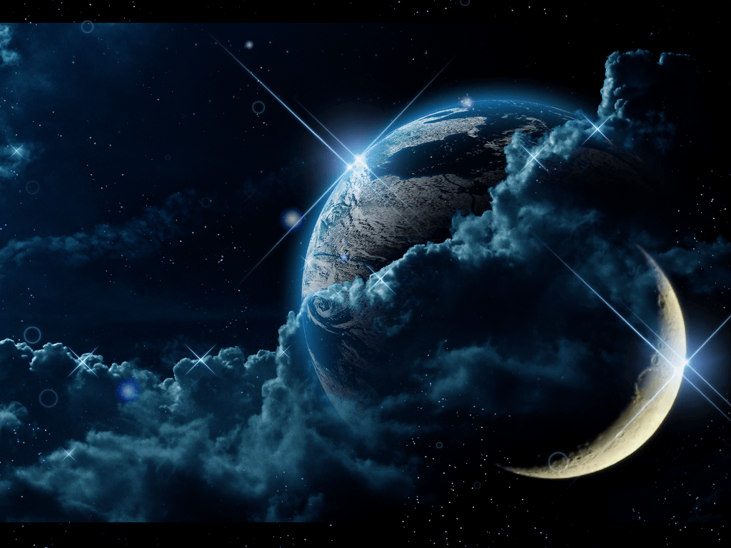 Abstract Earth with Moon Free PPT Background for your PowerPoint
