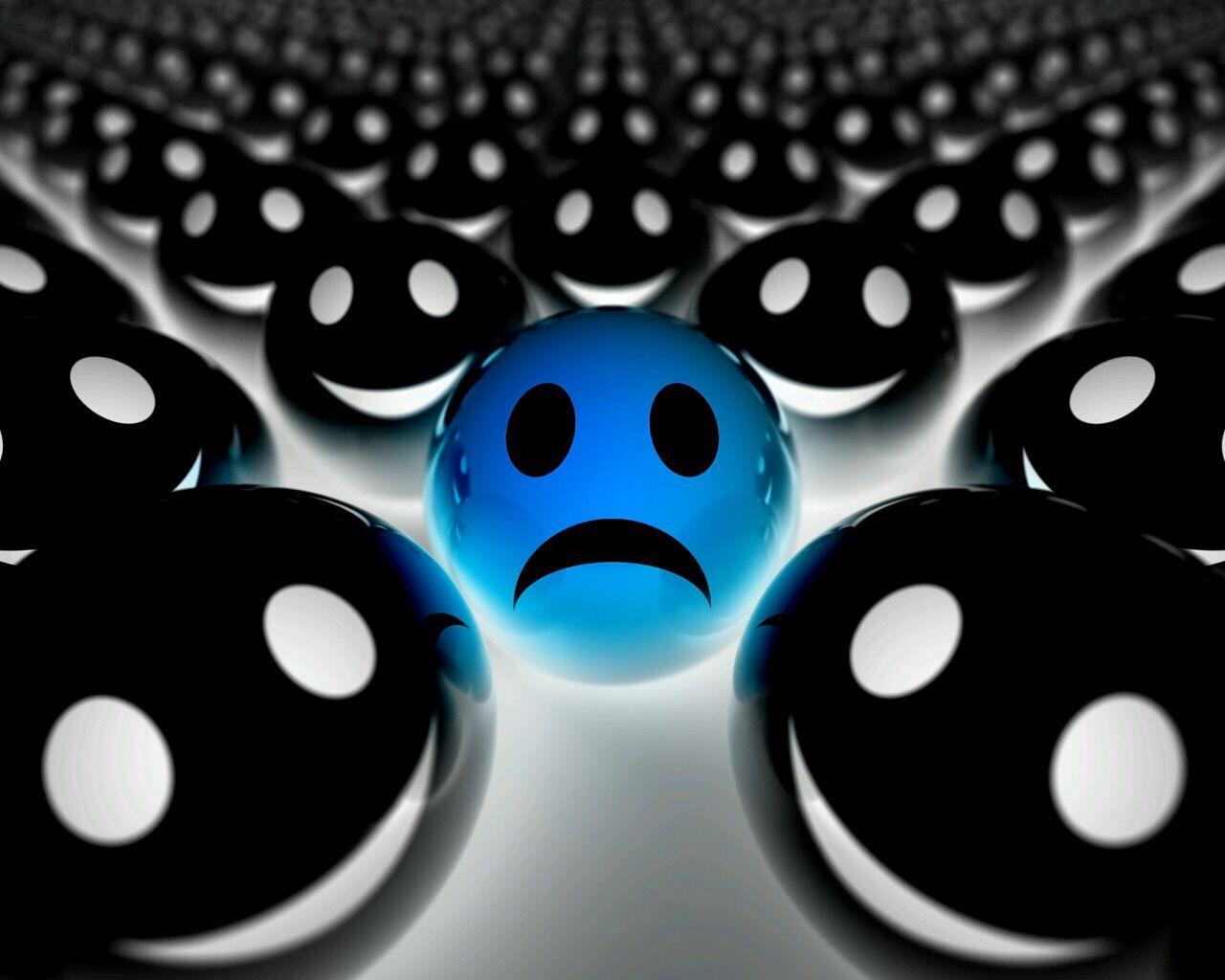 Download desktop wallpaper 3D emoticons 1 blue and a lot of black