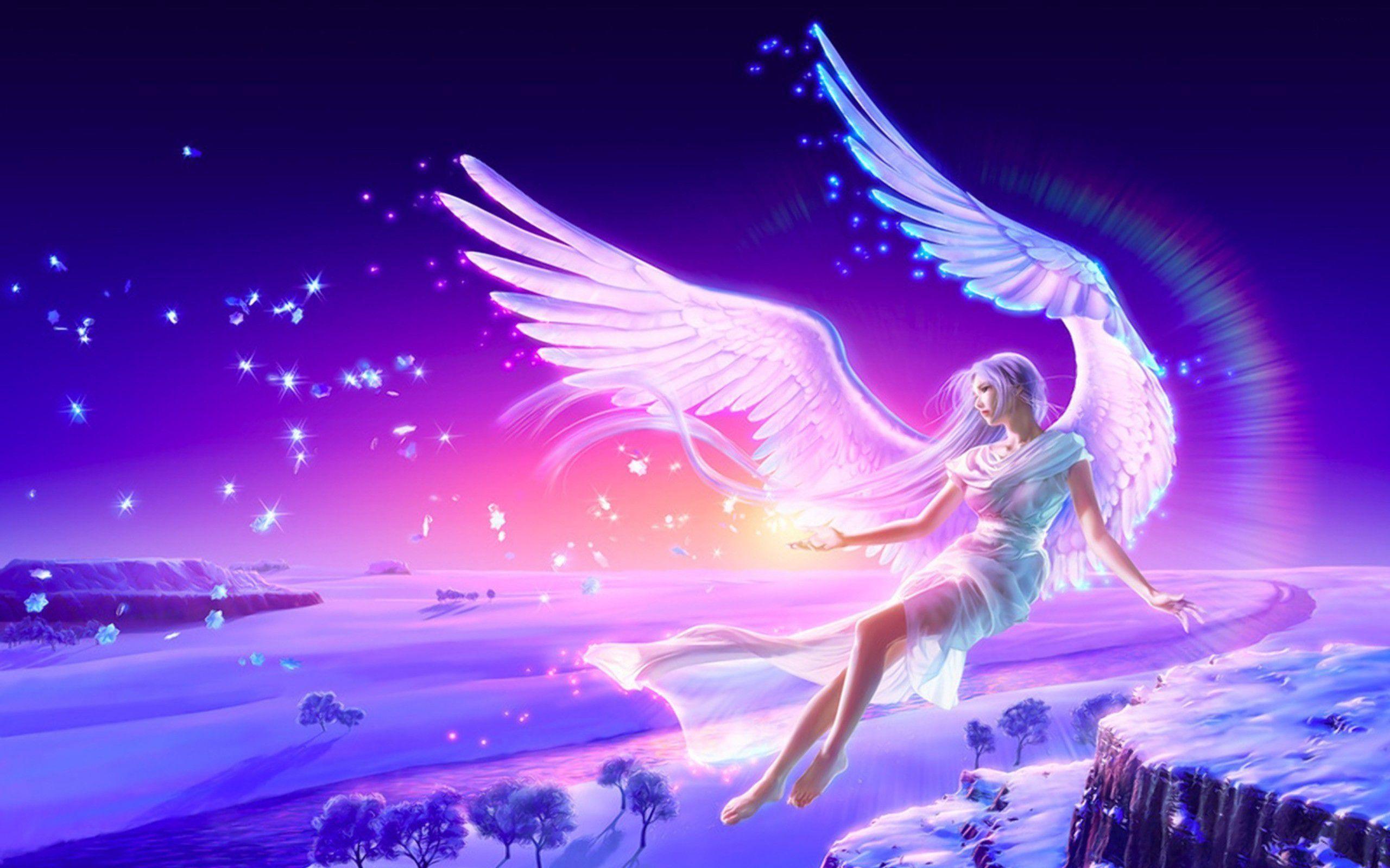 Beautiful White Angel Purple Sky Full .in.com