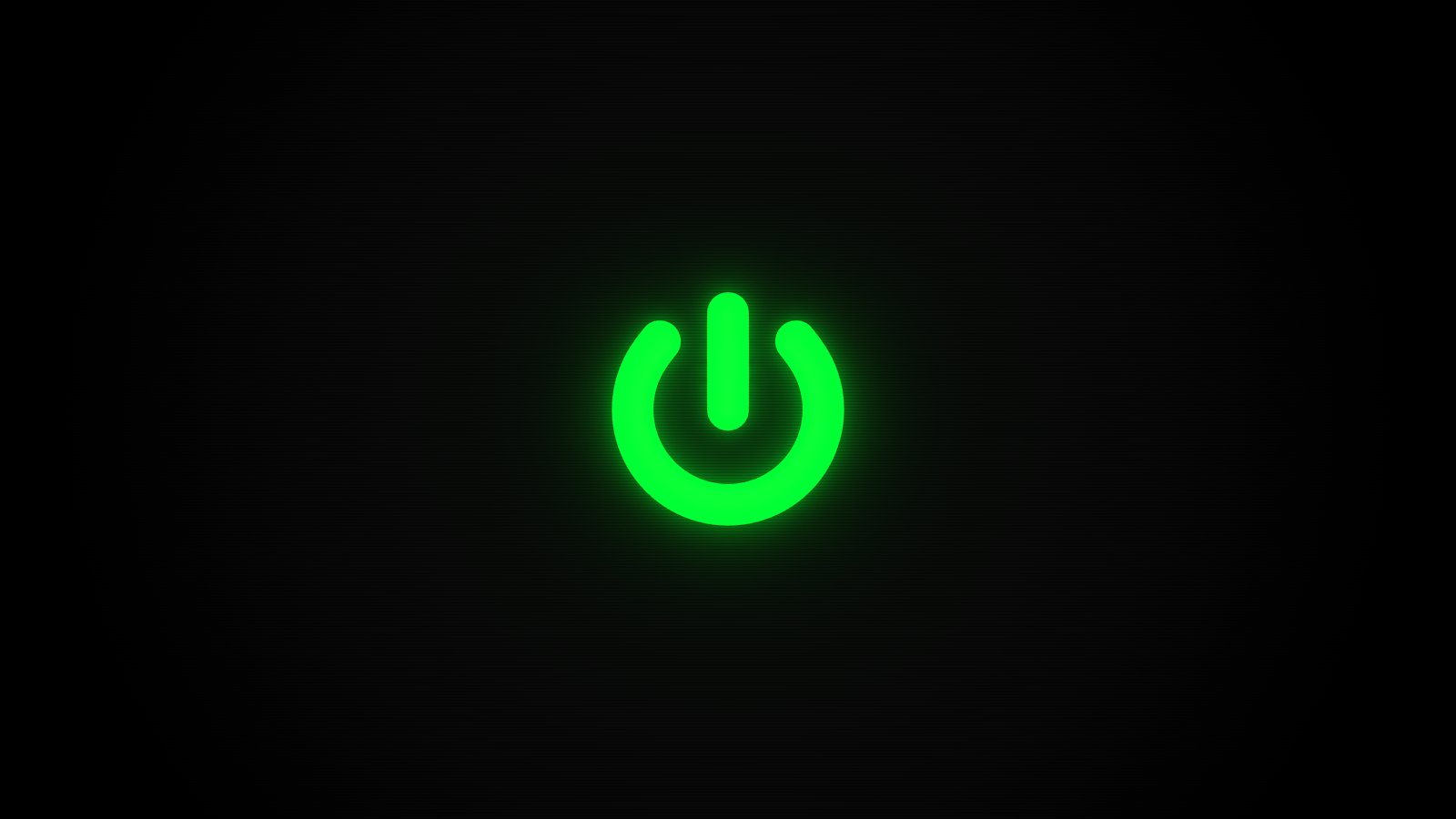 Glowing green power button. Cool image. Symbols