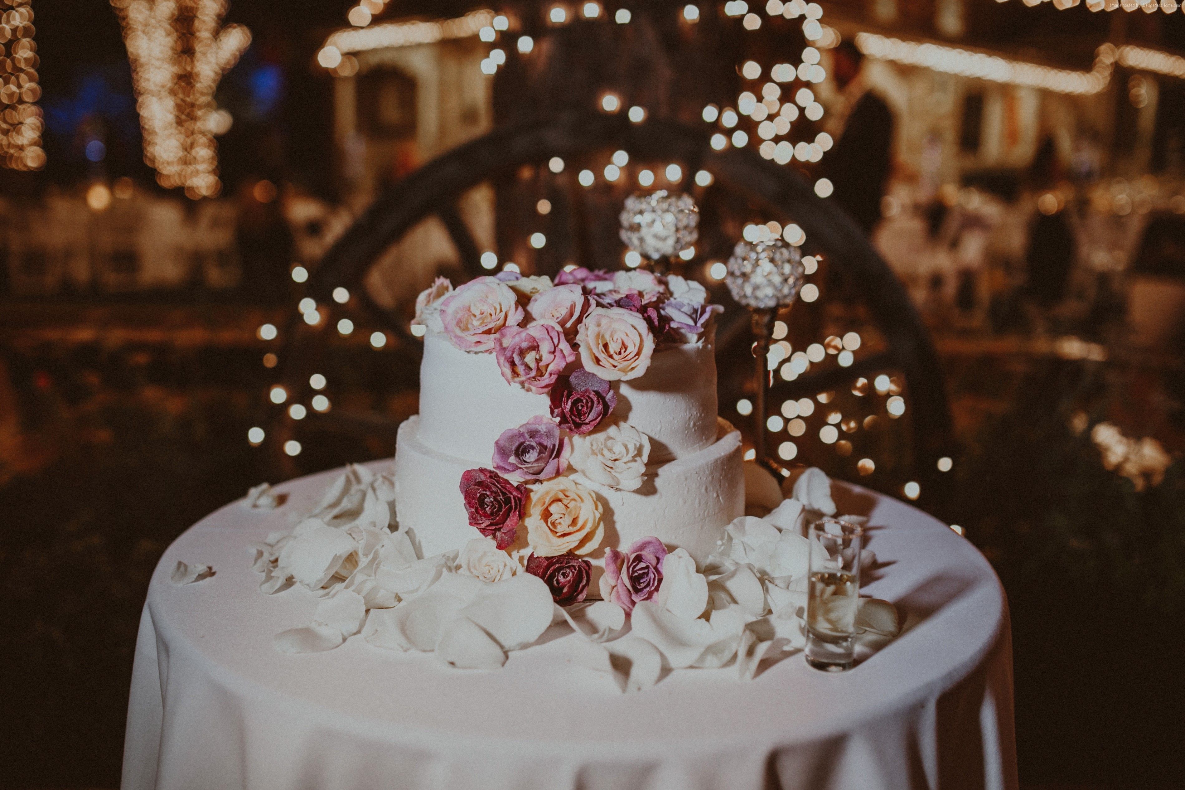 Wallpaper wedding cake, flowers, 4k, Food
