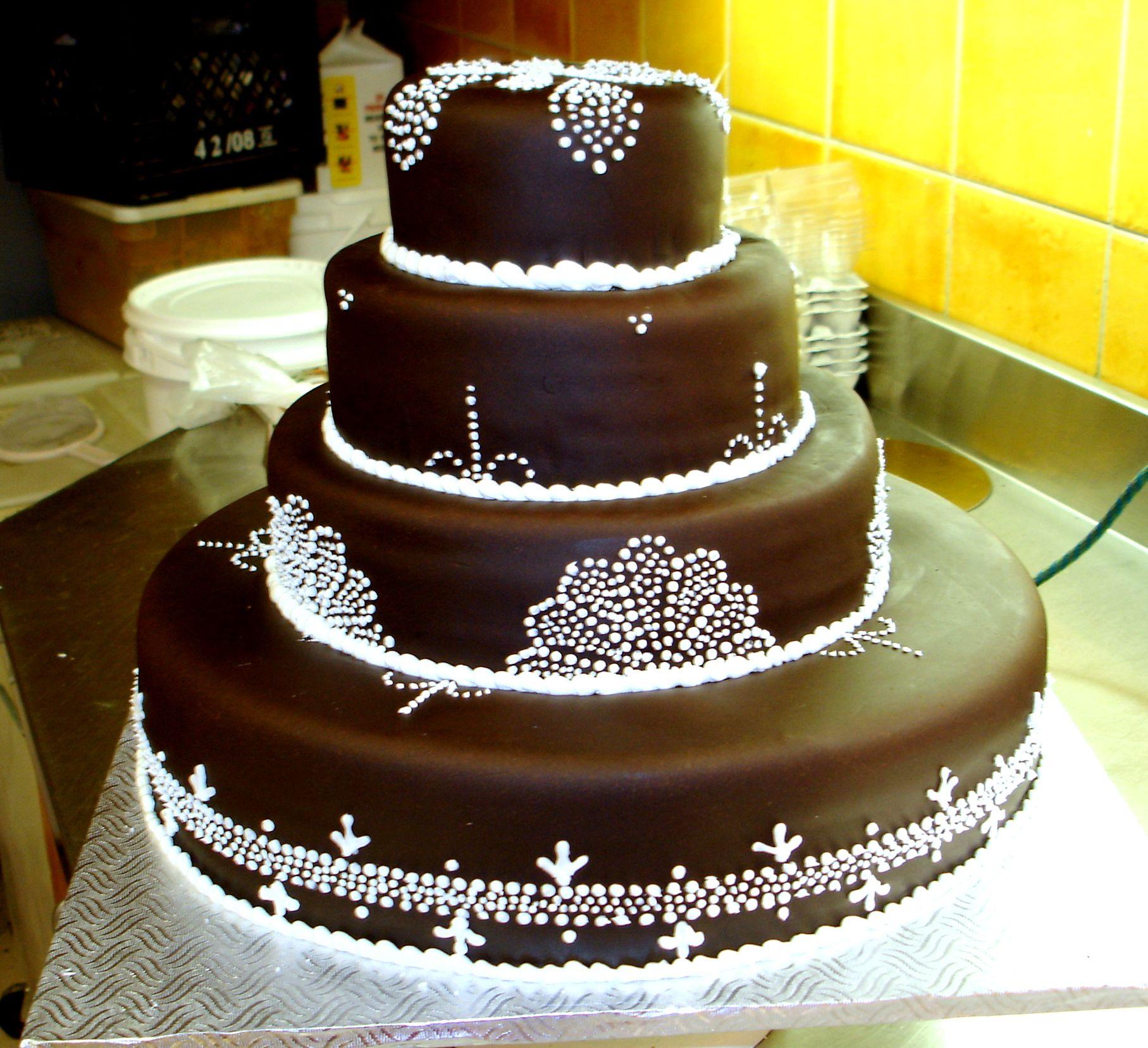 Chocolate Fondant Wedding Cake. Cake Board. Fondant